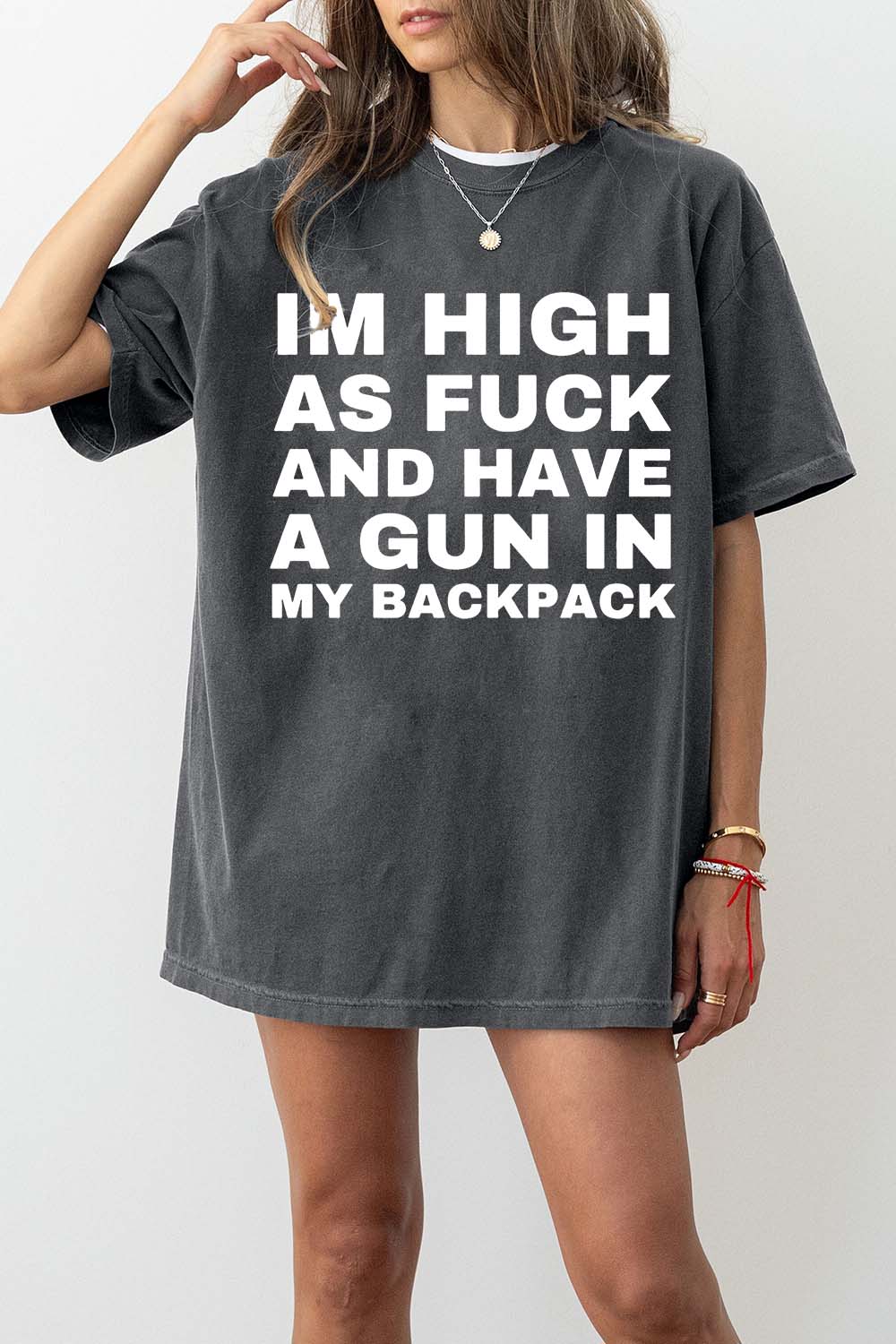 Im High As Fuck Y2K Cursed Funny Tee For Women