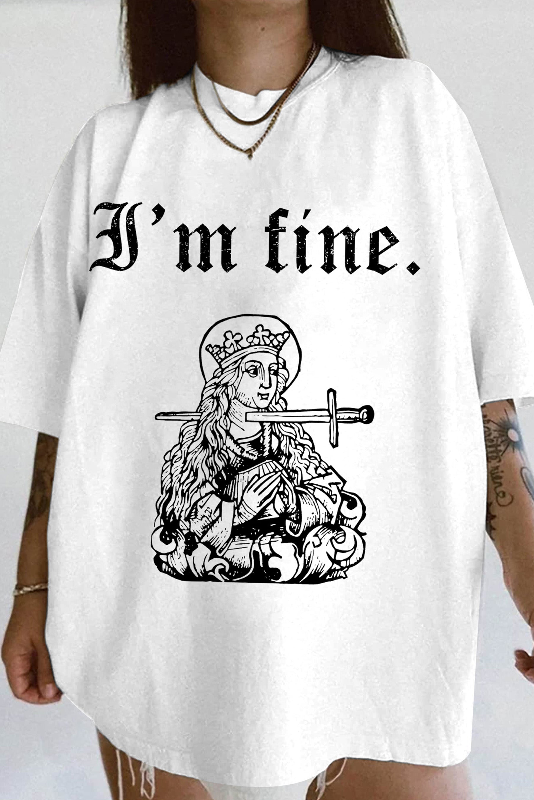 New I’m fine sarcastic medieval woodcut Tee For Women