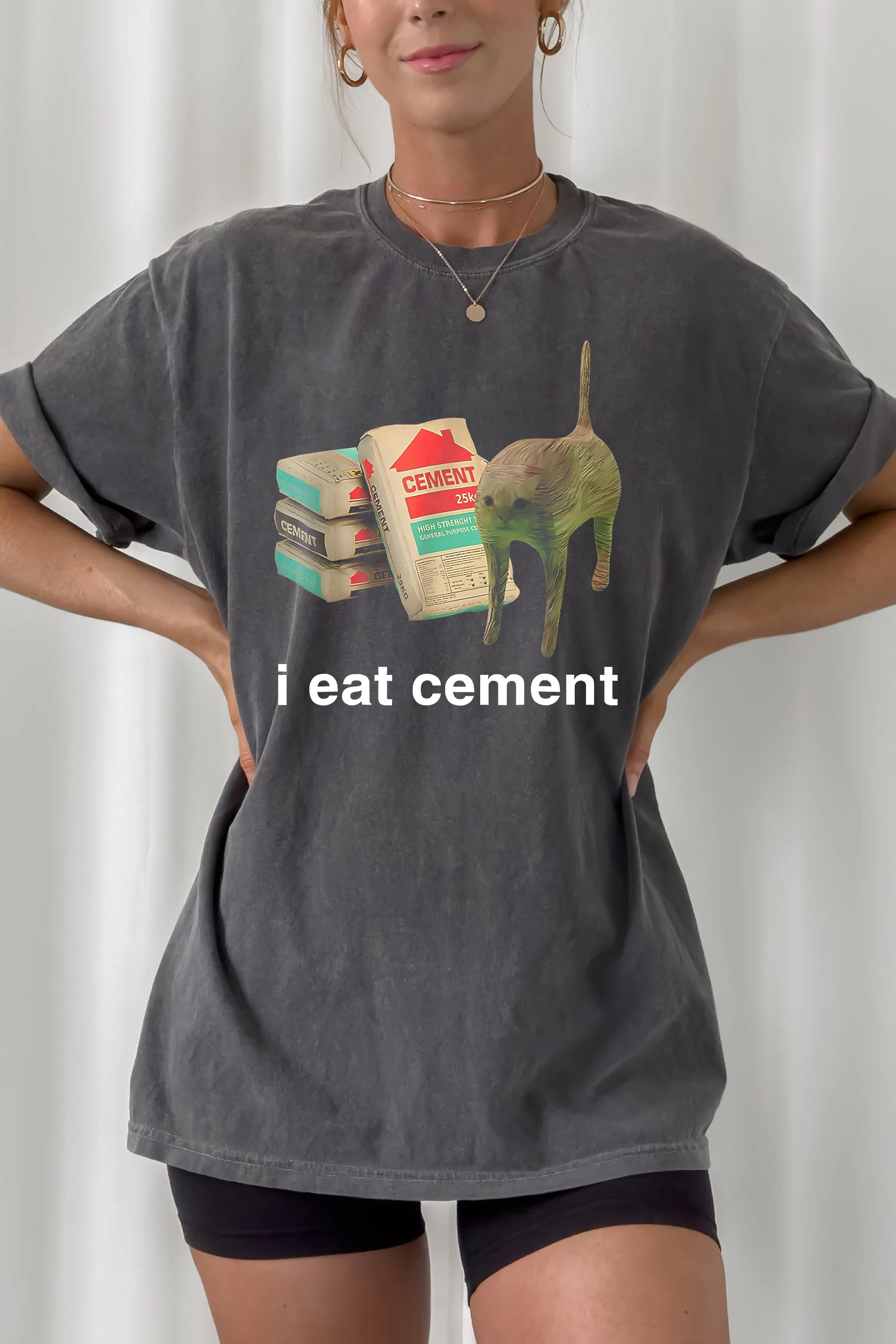New I Eat Cement Cursed Cat Tee For Women