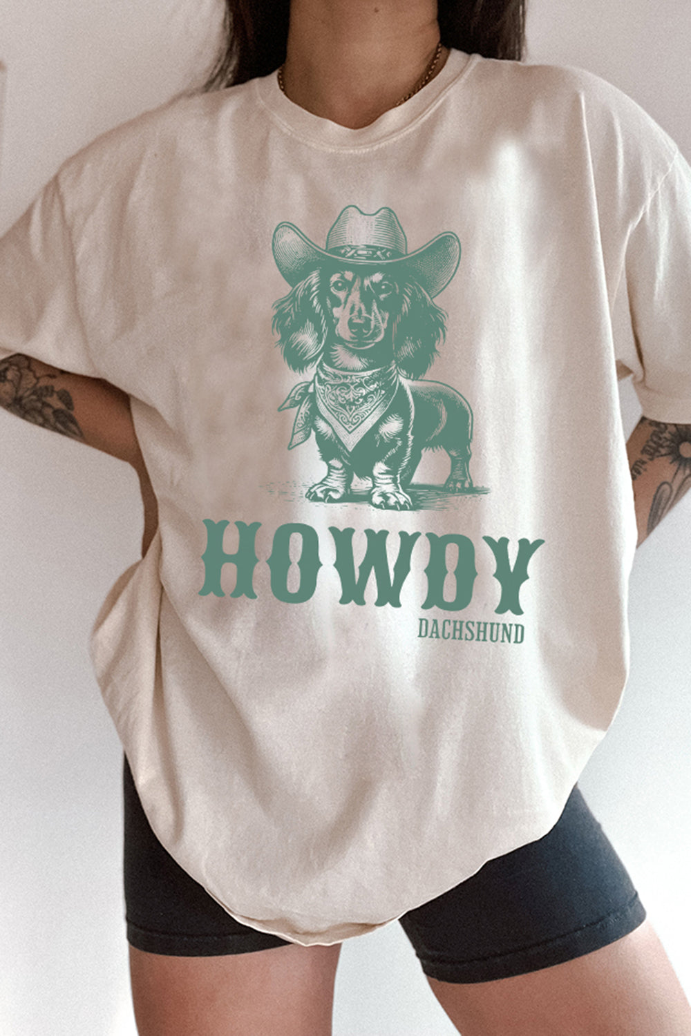 New Howdy Dachshund Long Haired Tee For Women