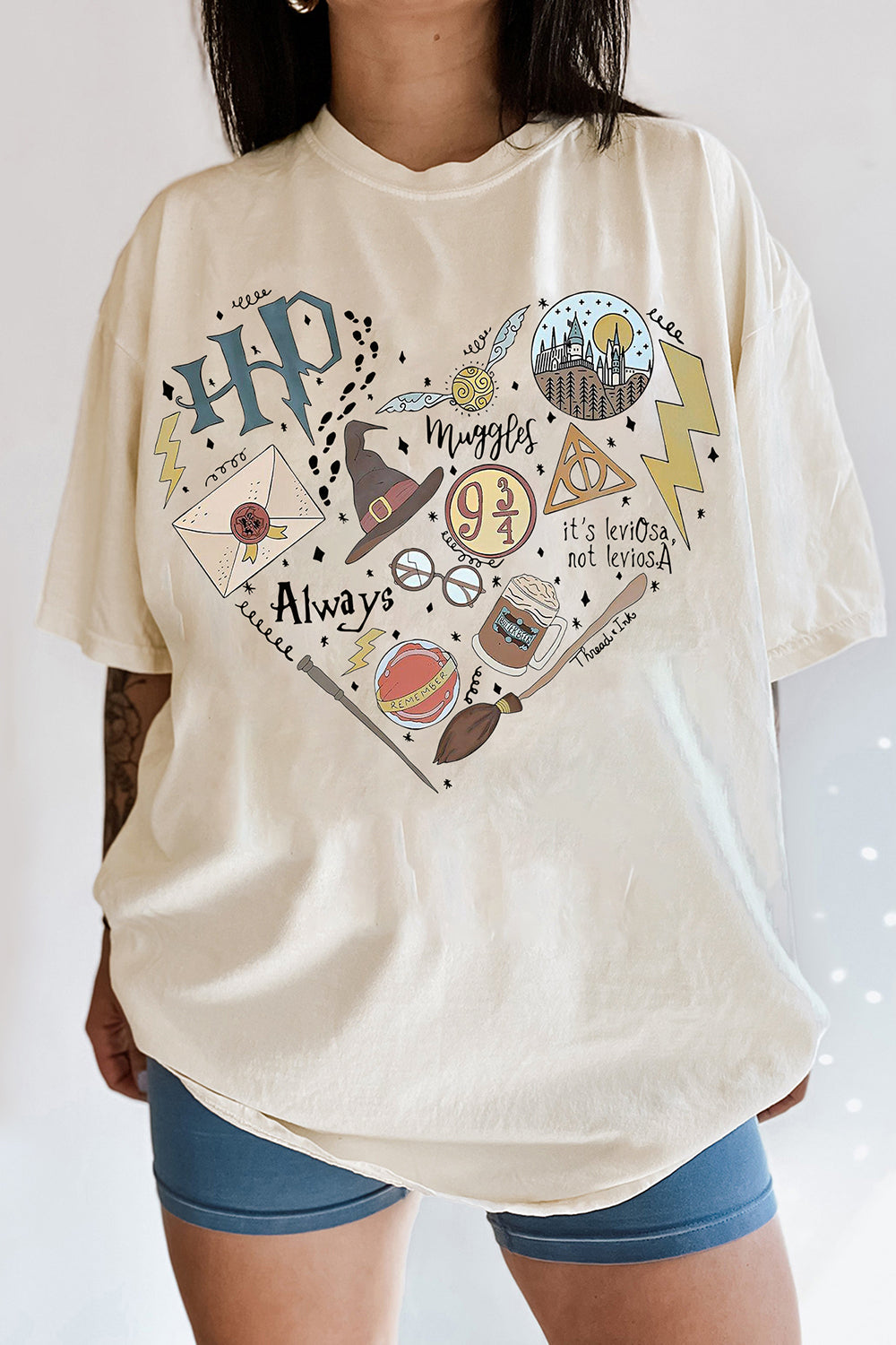 New HP Hogwarts Wizard Pottery Witch Heart Valentine Tee For Women