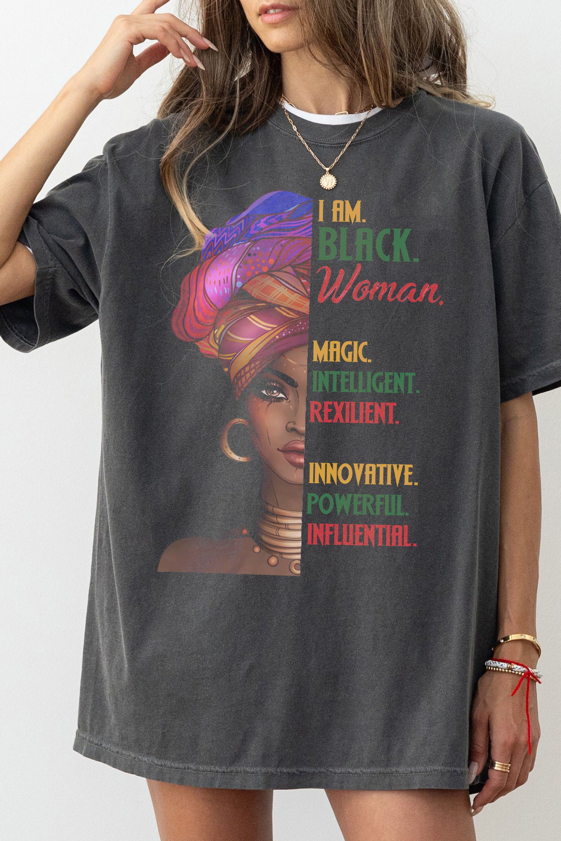 New I Am A Black Woman Vintage Tee For Women