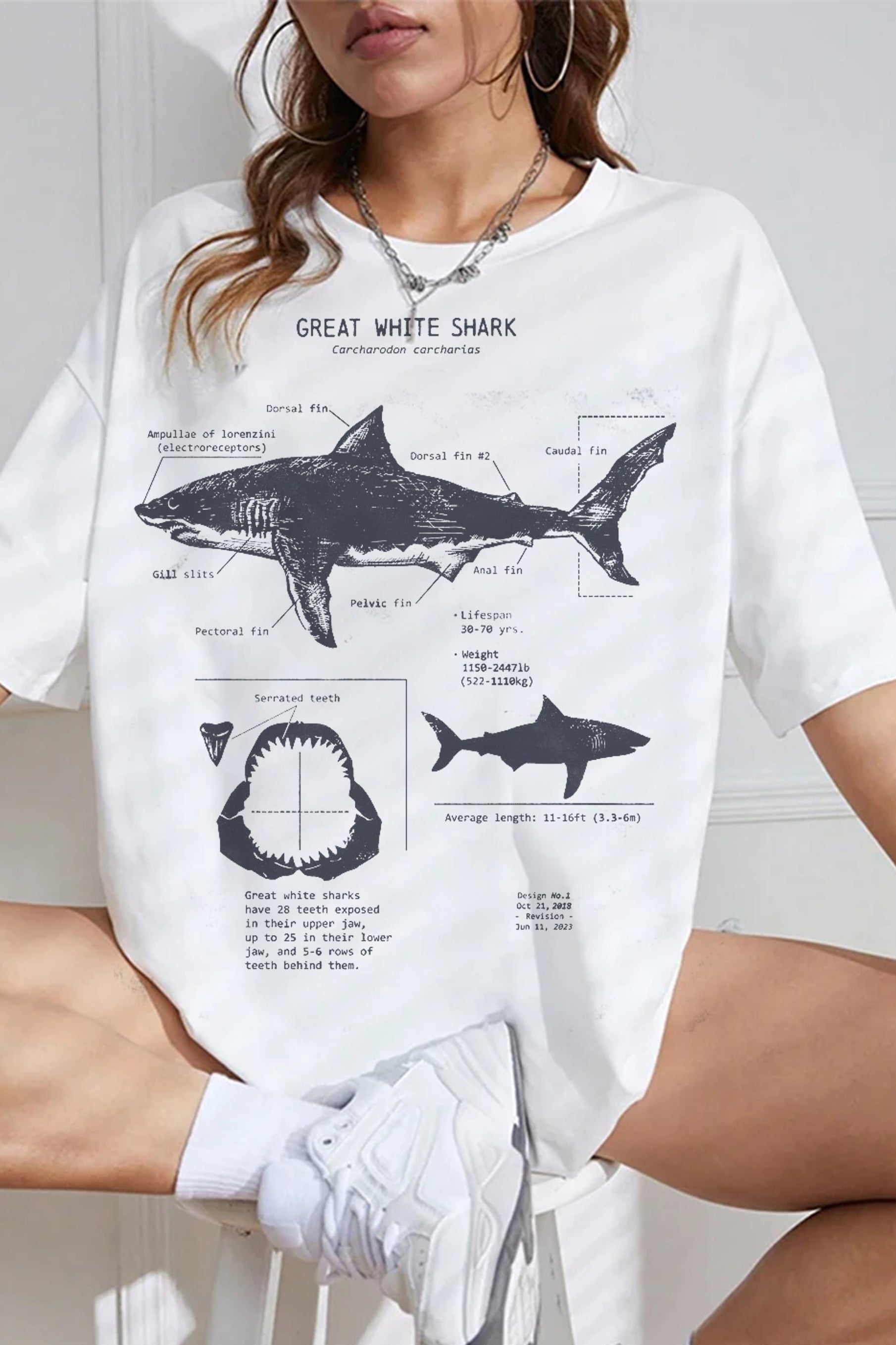 Great White Shark Anatomy Tee For Women