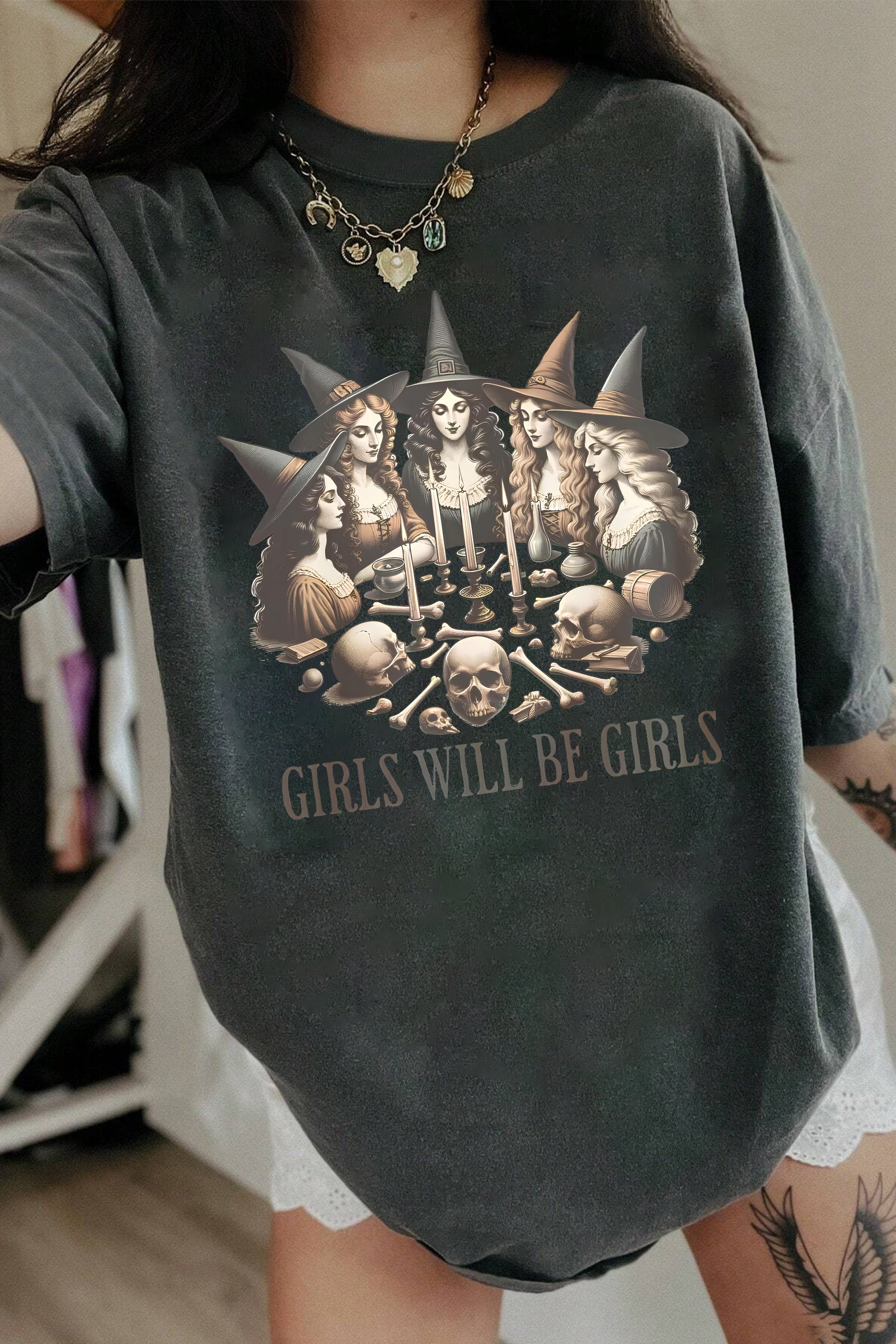 Girls Will Be Girls Witch Coven Tee For Women