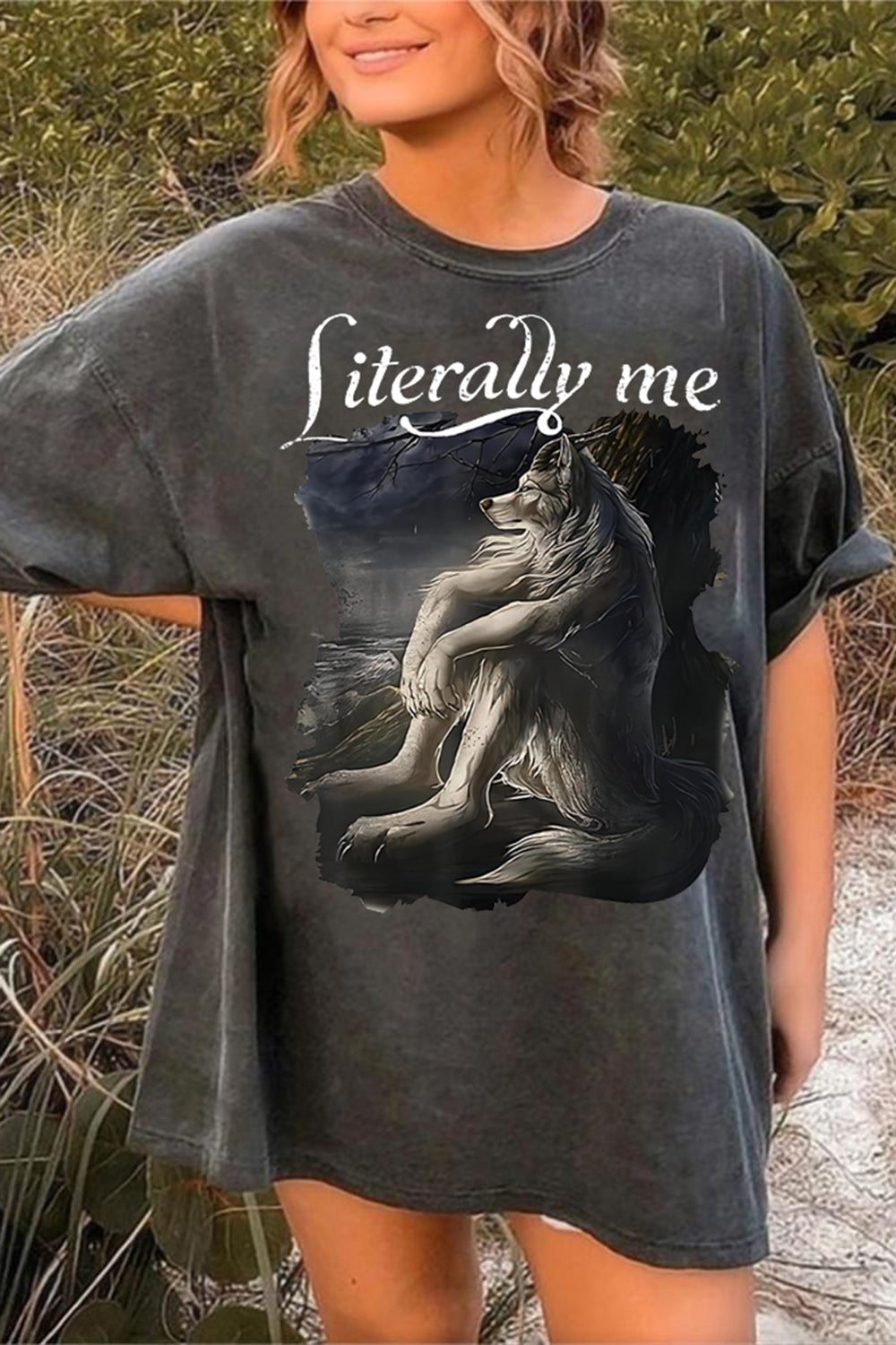 New Funny Wolf Literally Me Tee For Women