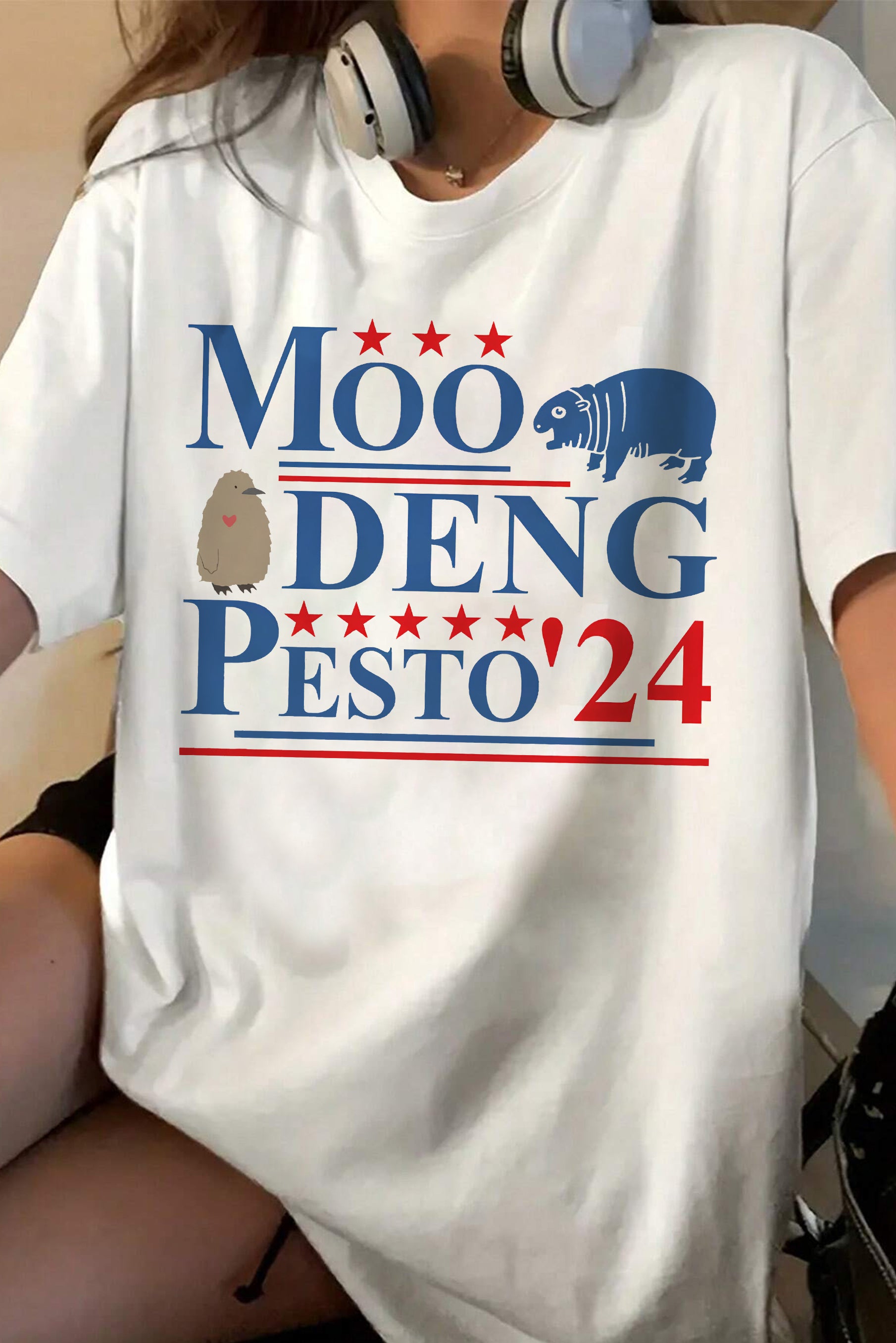 Funny Moo Deng Baby Pesto Penguin Tee For Women