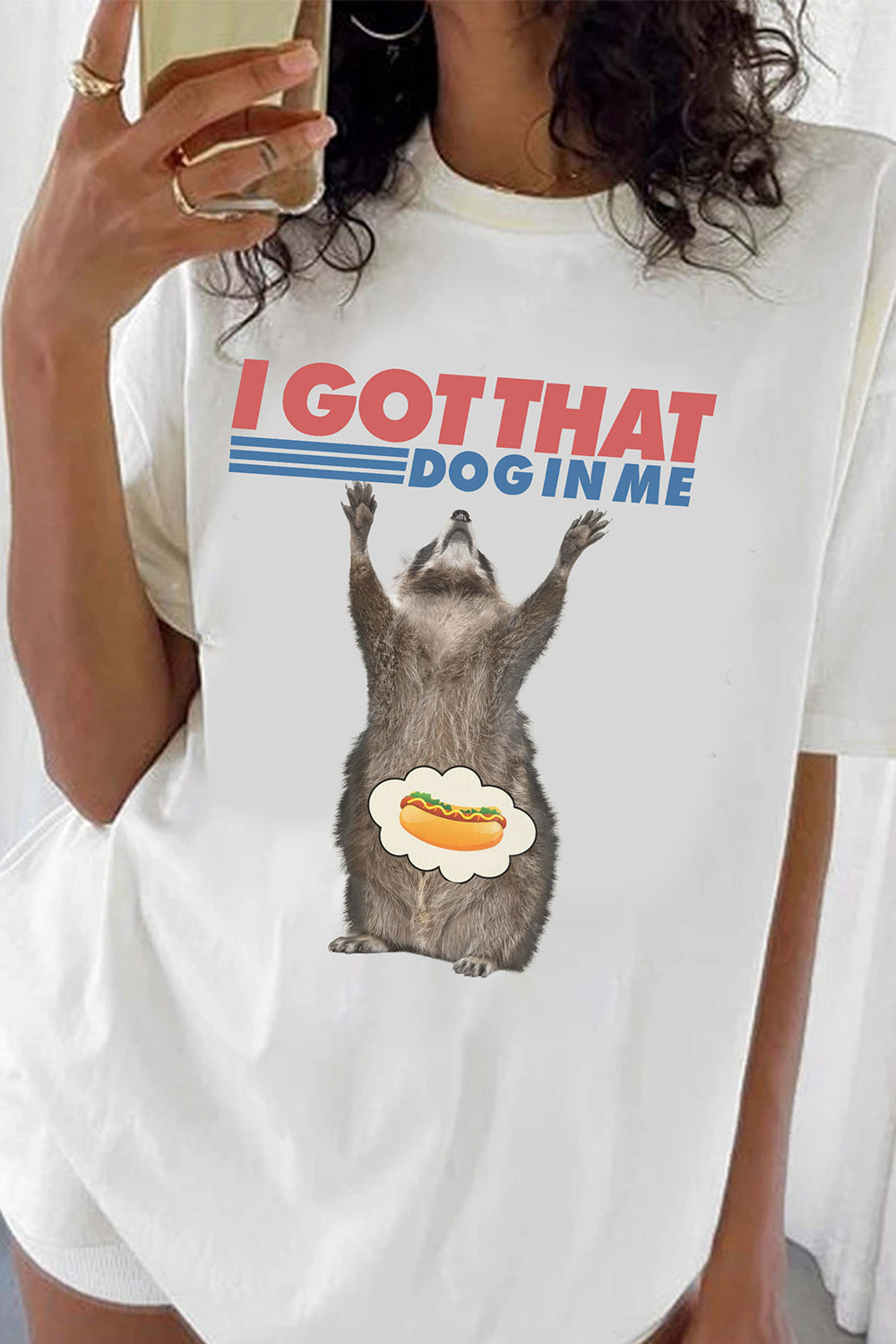 Funny Raccoon I Got That Dog In Me Retro Graphic Tee For Women