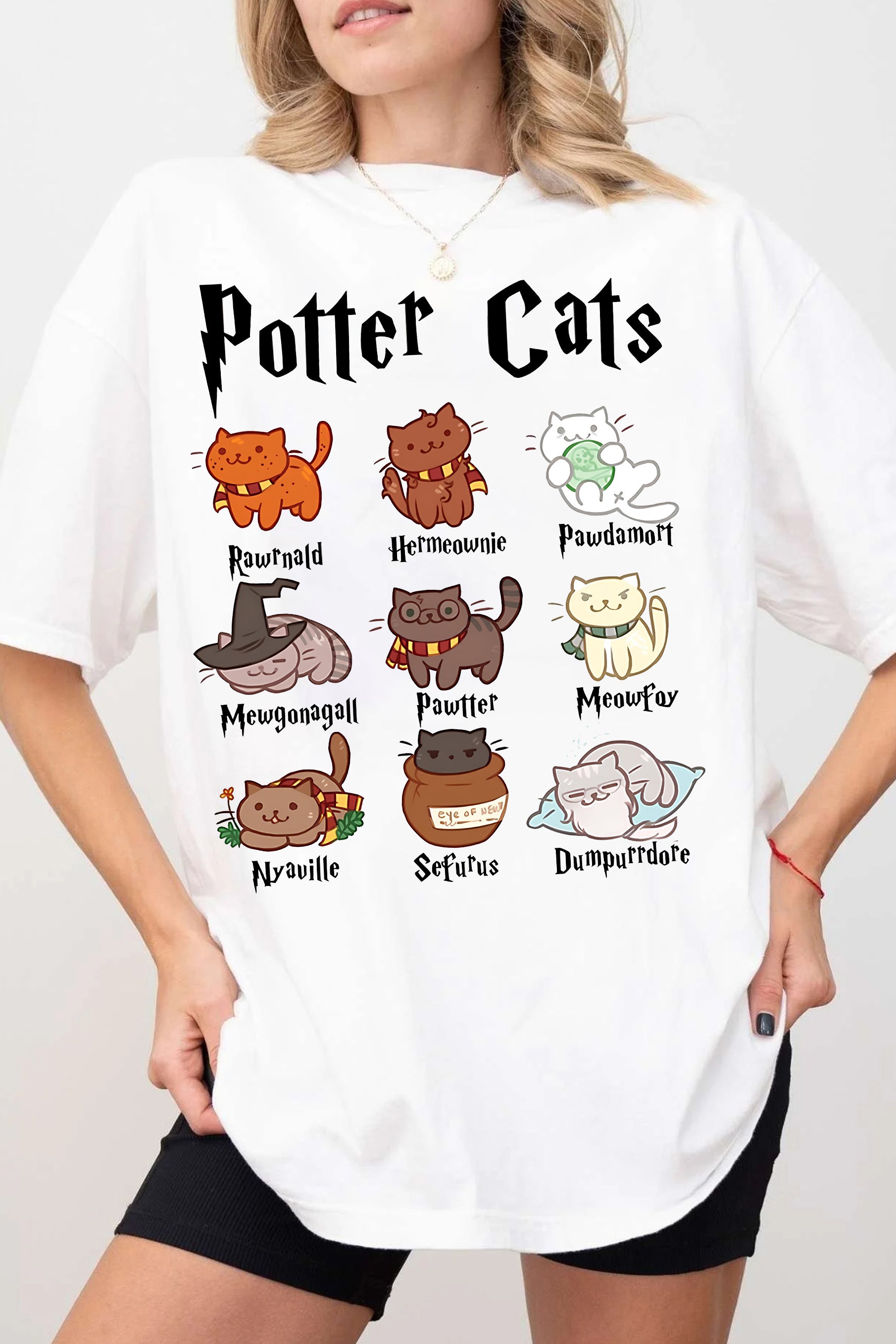 New Funny Potter Cats Pet Tee For Women