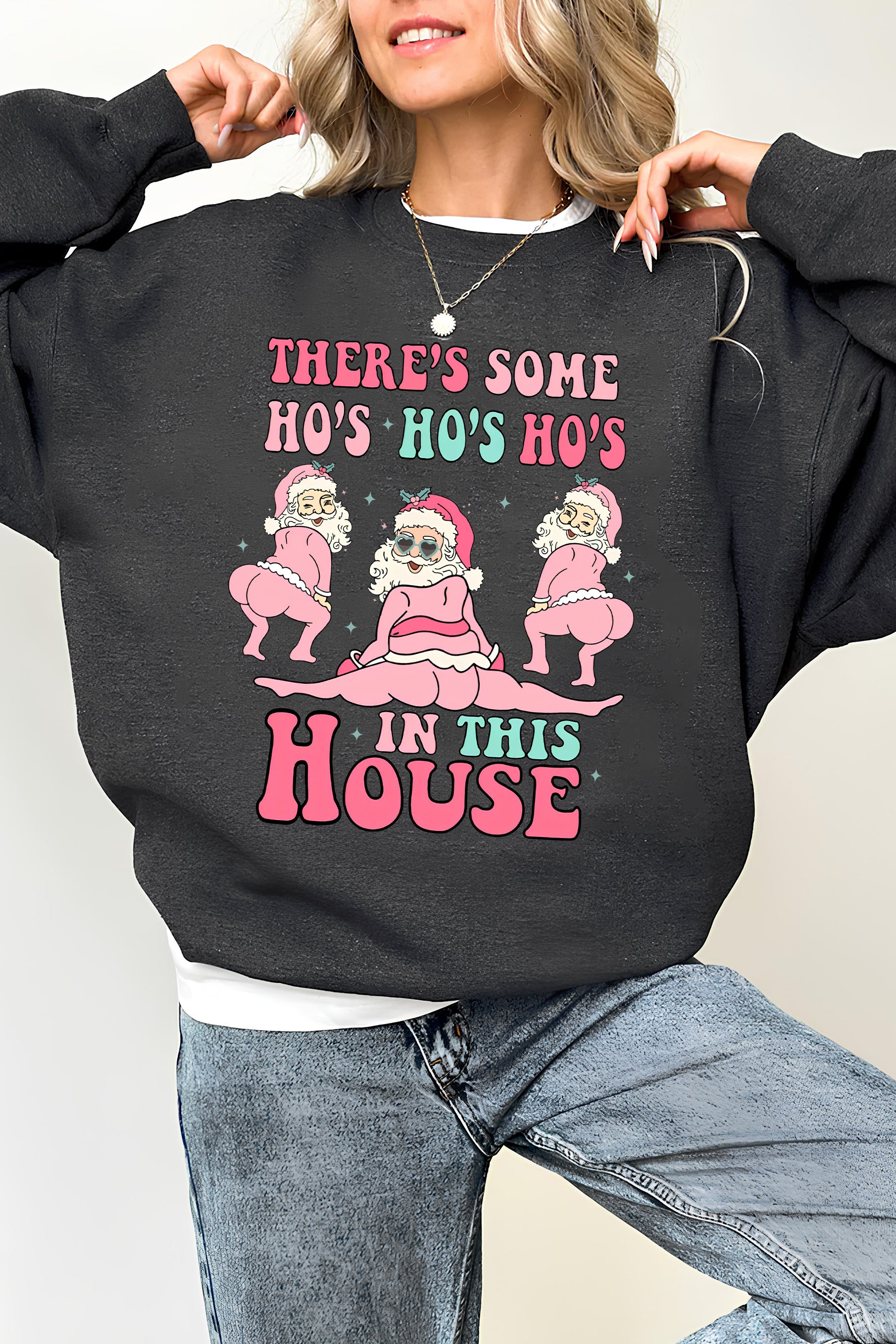 New Funny Santa Fleece Sweatshirt For Women