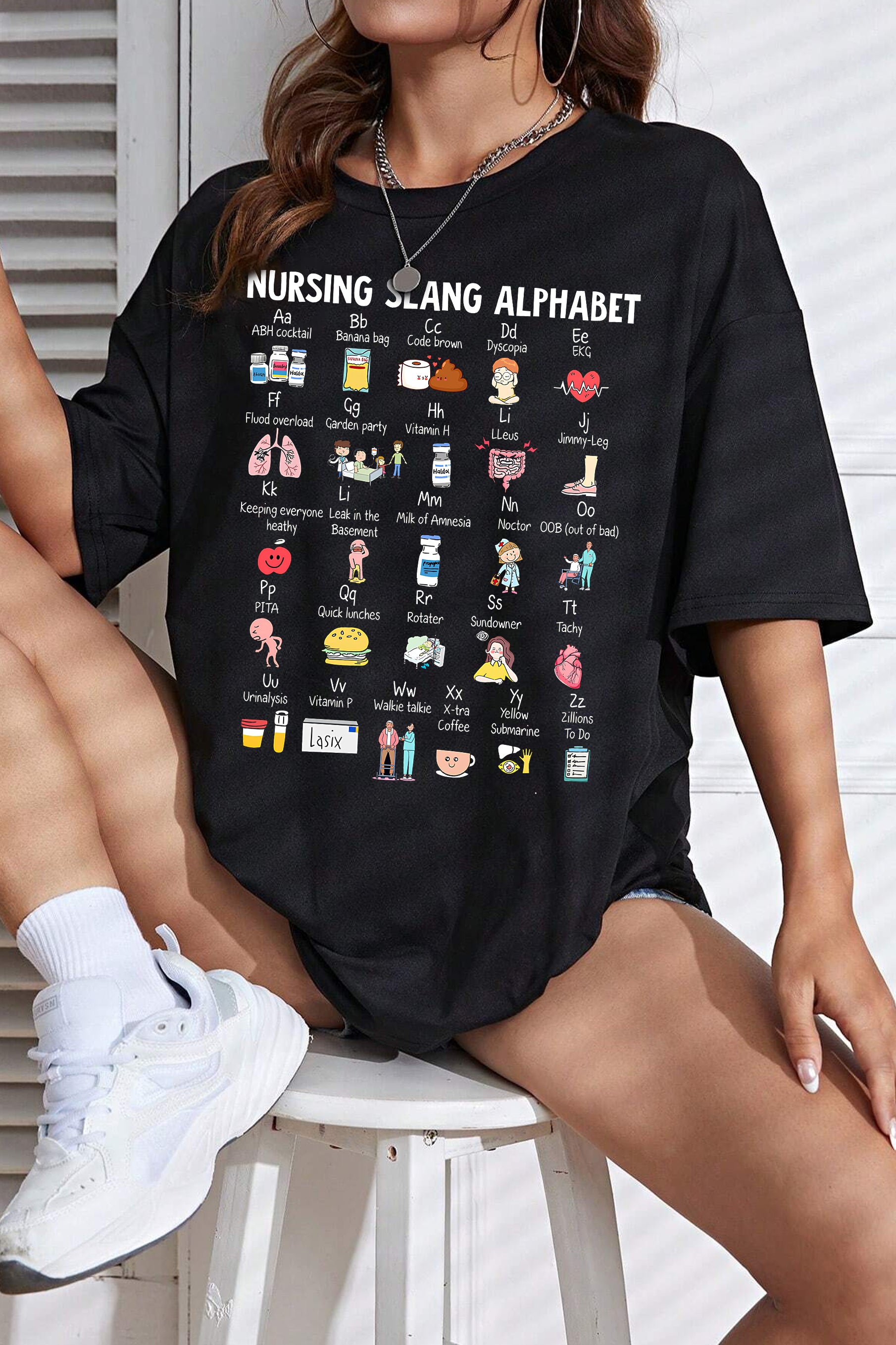 New Funny Nurse Alphabet TEE FOR WOMEN