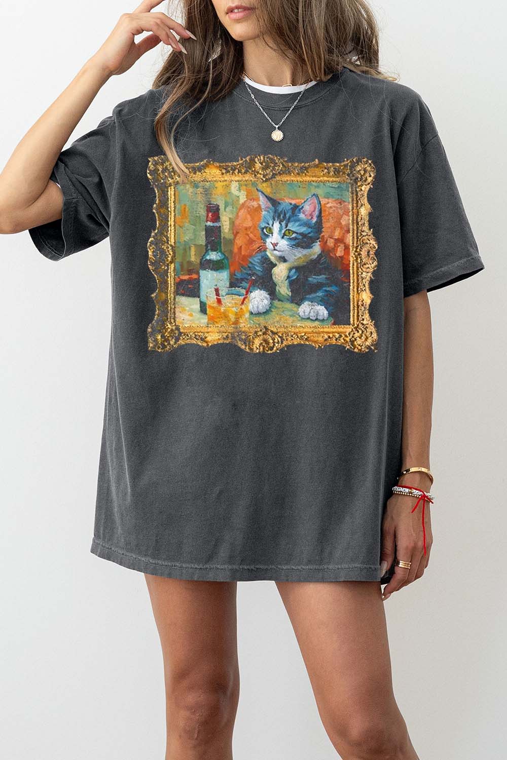 New Funny Cat Vintage Graphic Tee For Women