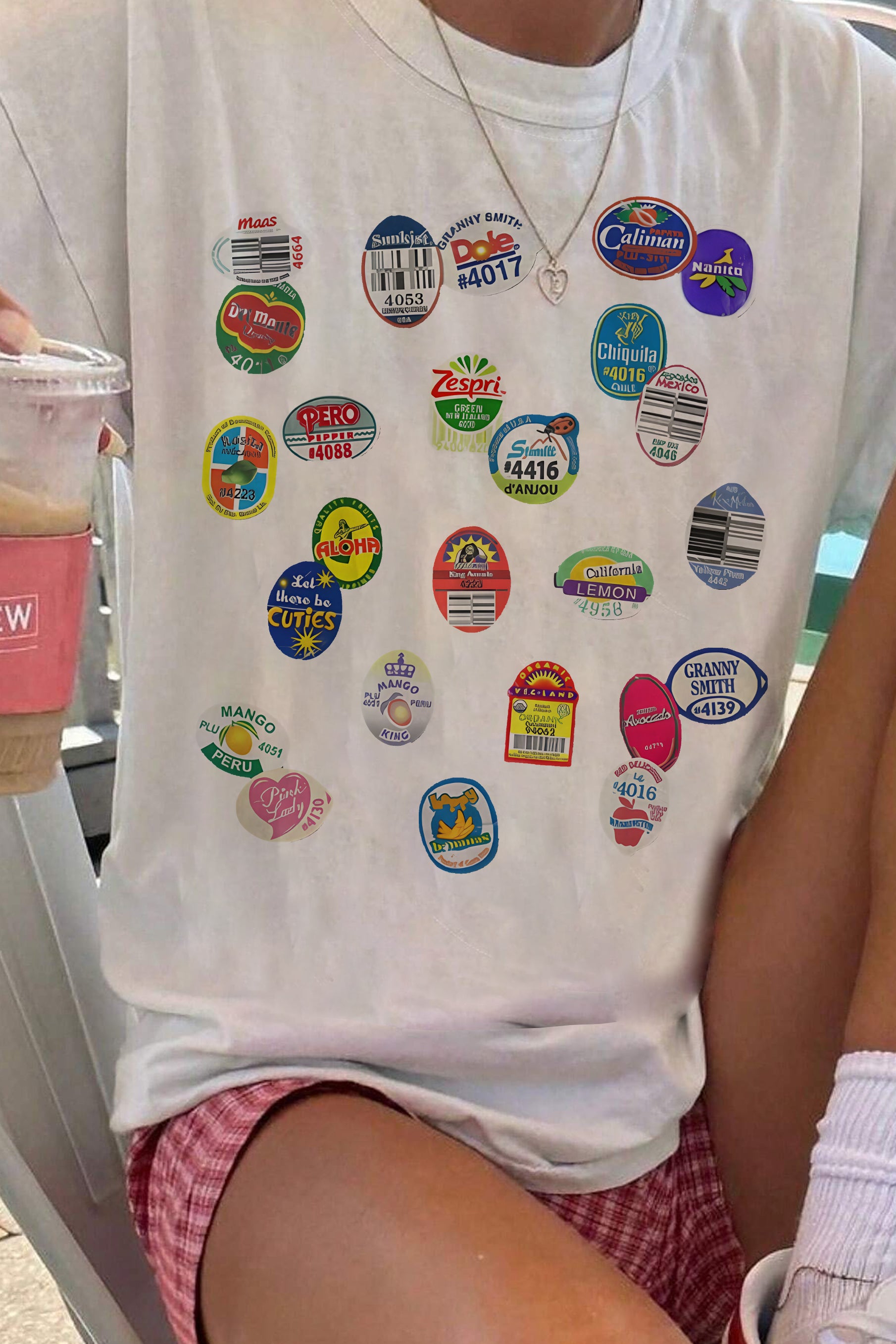 New Fruit Sticker Summer Graphic Tee For Women