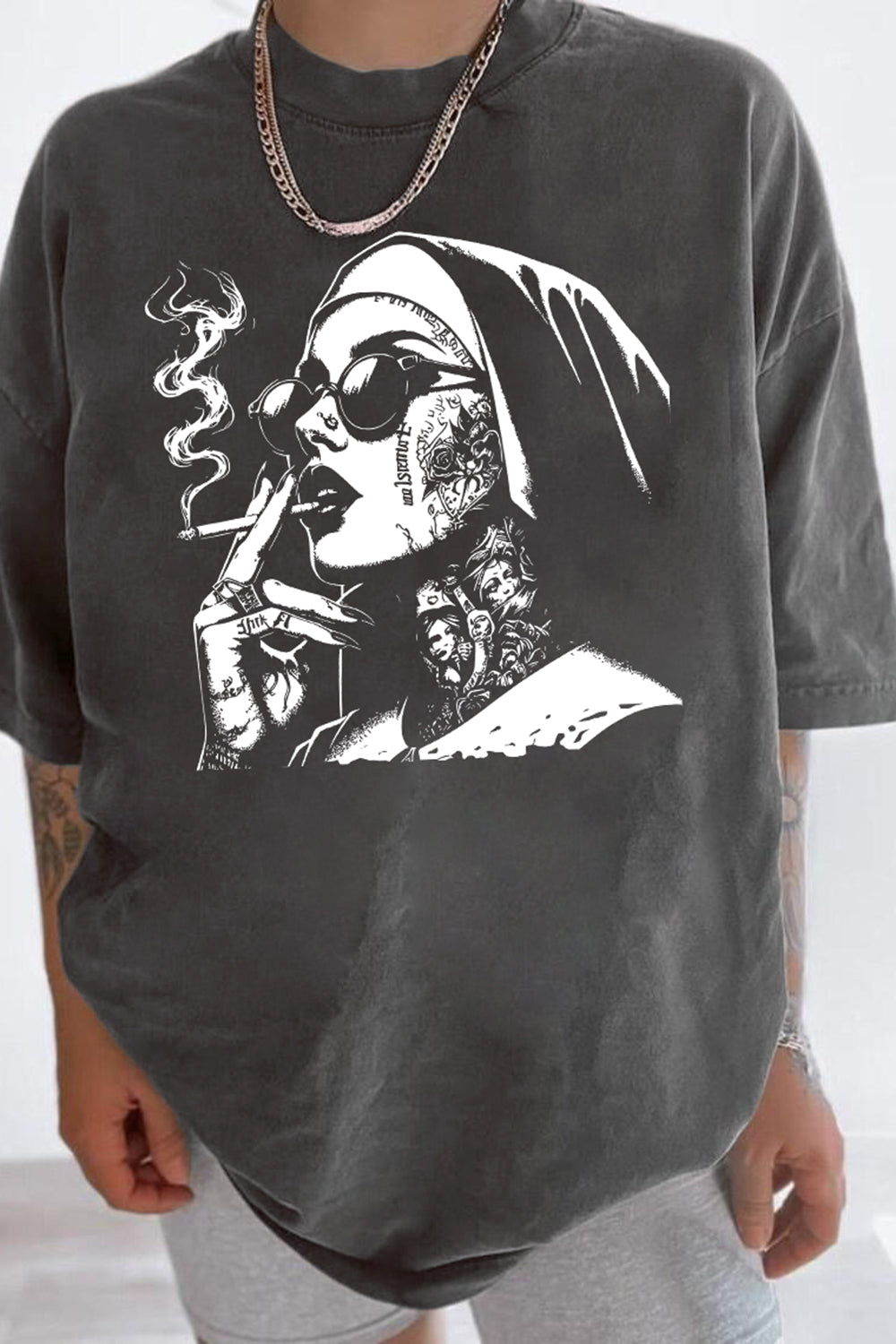 New Funny Horror Choked Up Unholy Nun Satan Baphomet Gothic Tee For Women