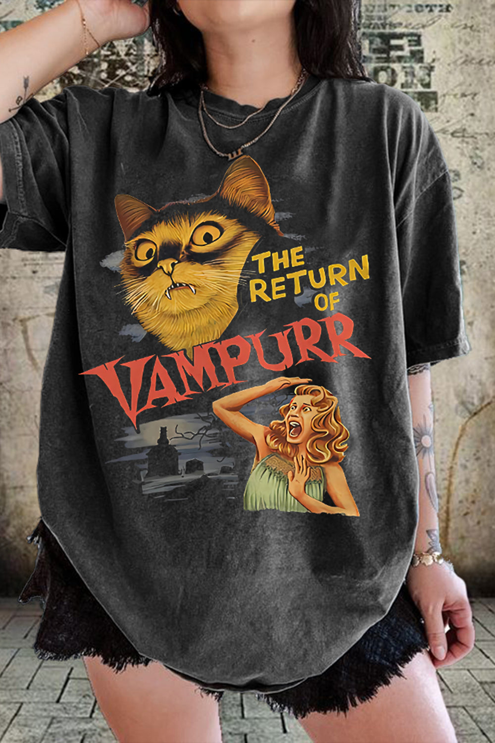 Funny Cat Meme | Horror Movie Tee For Women