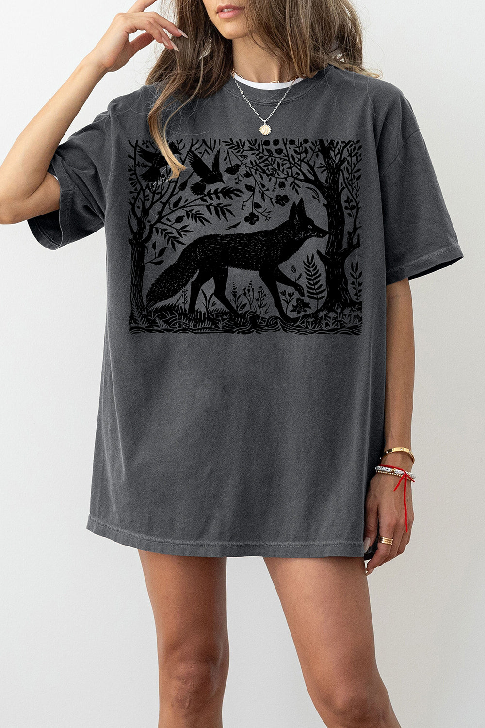 New Folklore Forest Fox Lino Tee For Women