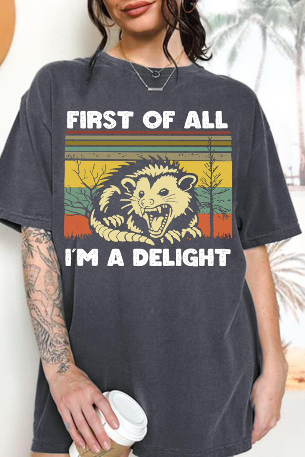 New First Of All I’m A Delight Angry Opossum Lover Premium Tee For Women
