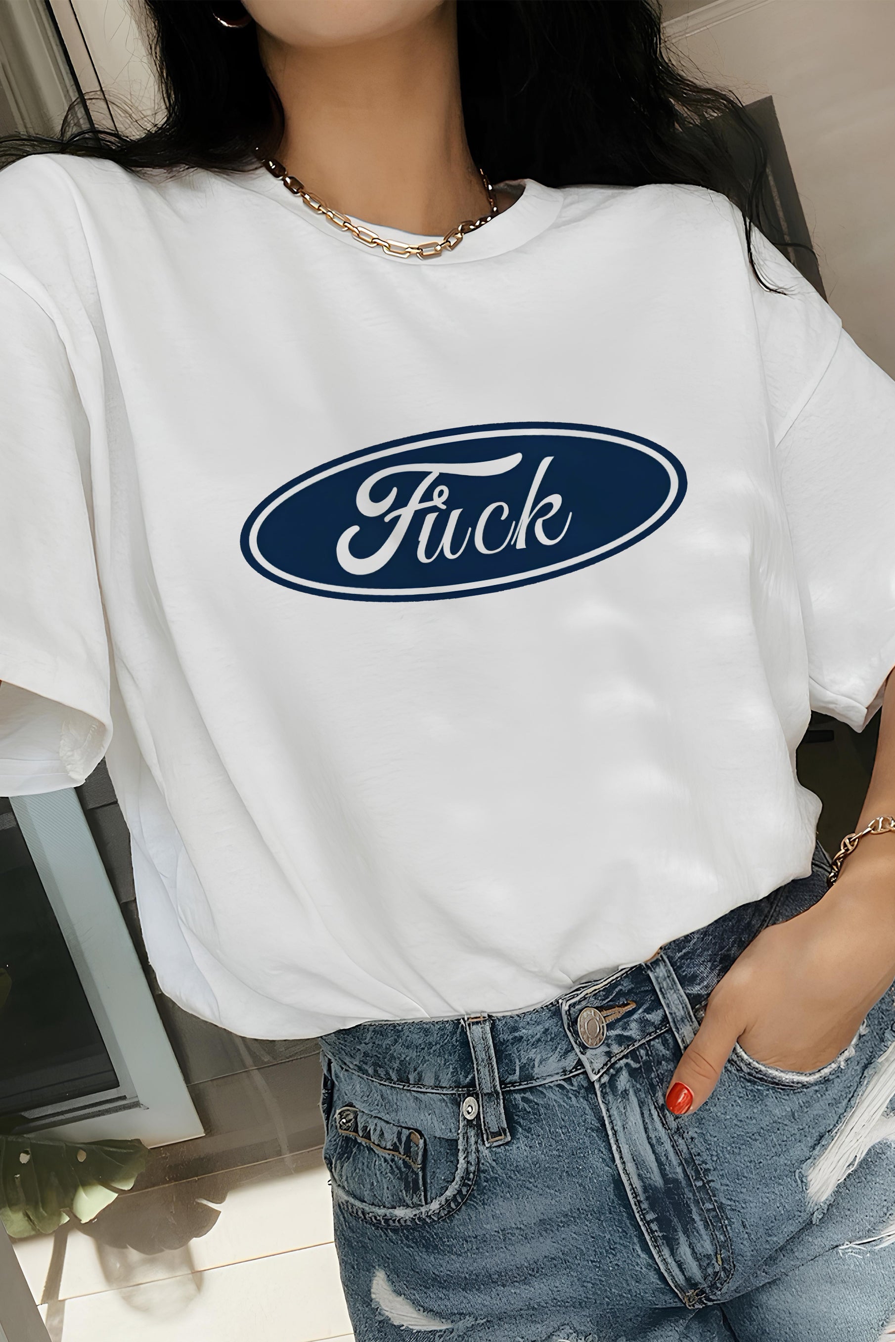 New Ford (fuck) Car logo funny Tee For Women