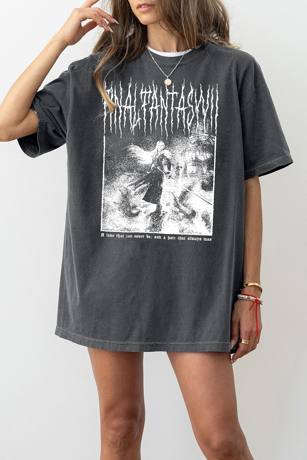 New Final Fantasy VII Black Metal Tee For Women