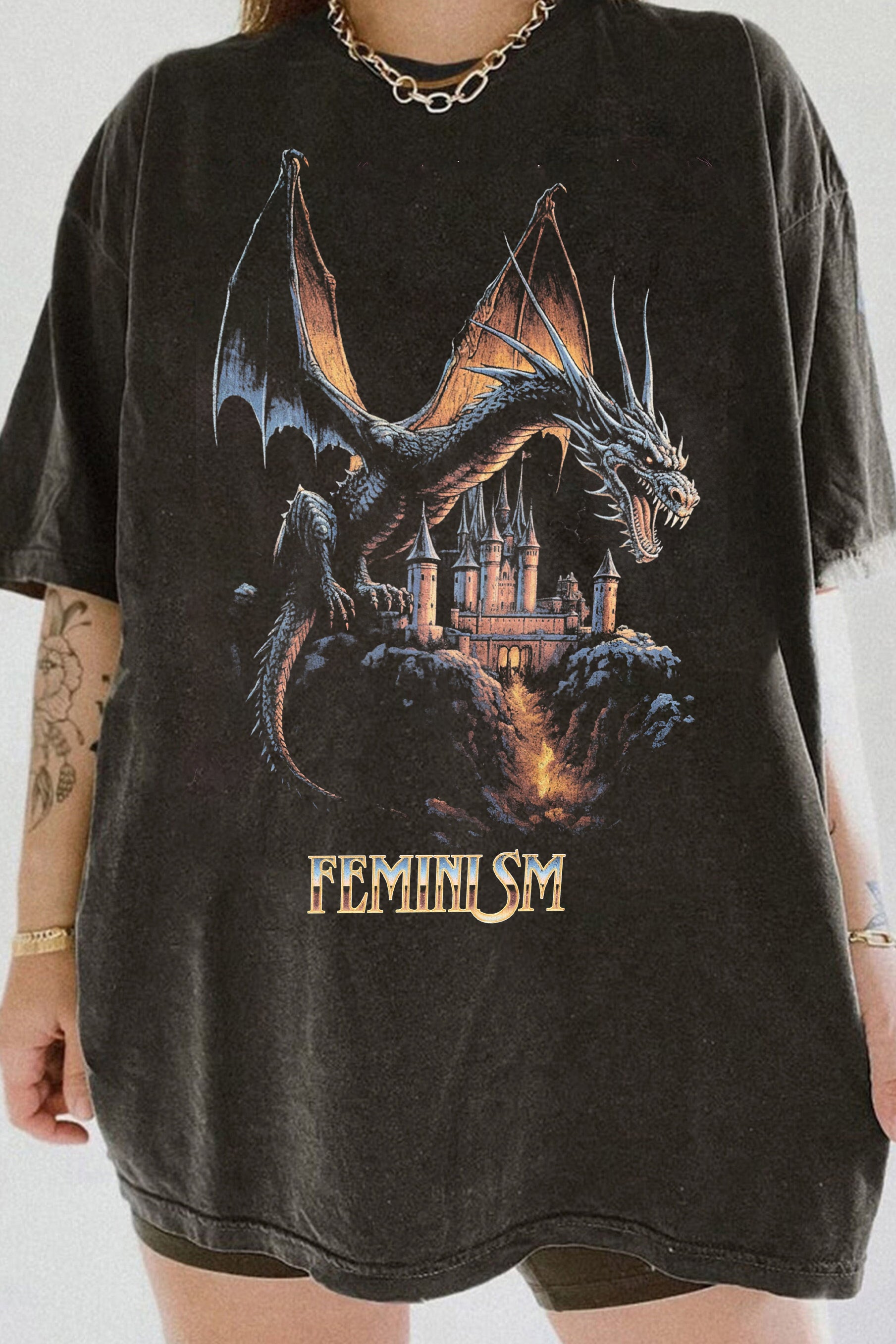 New Feminism Dragon Fantasy Tee For Women