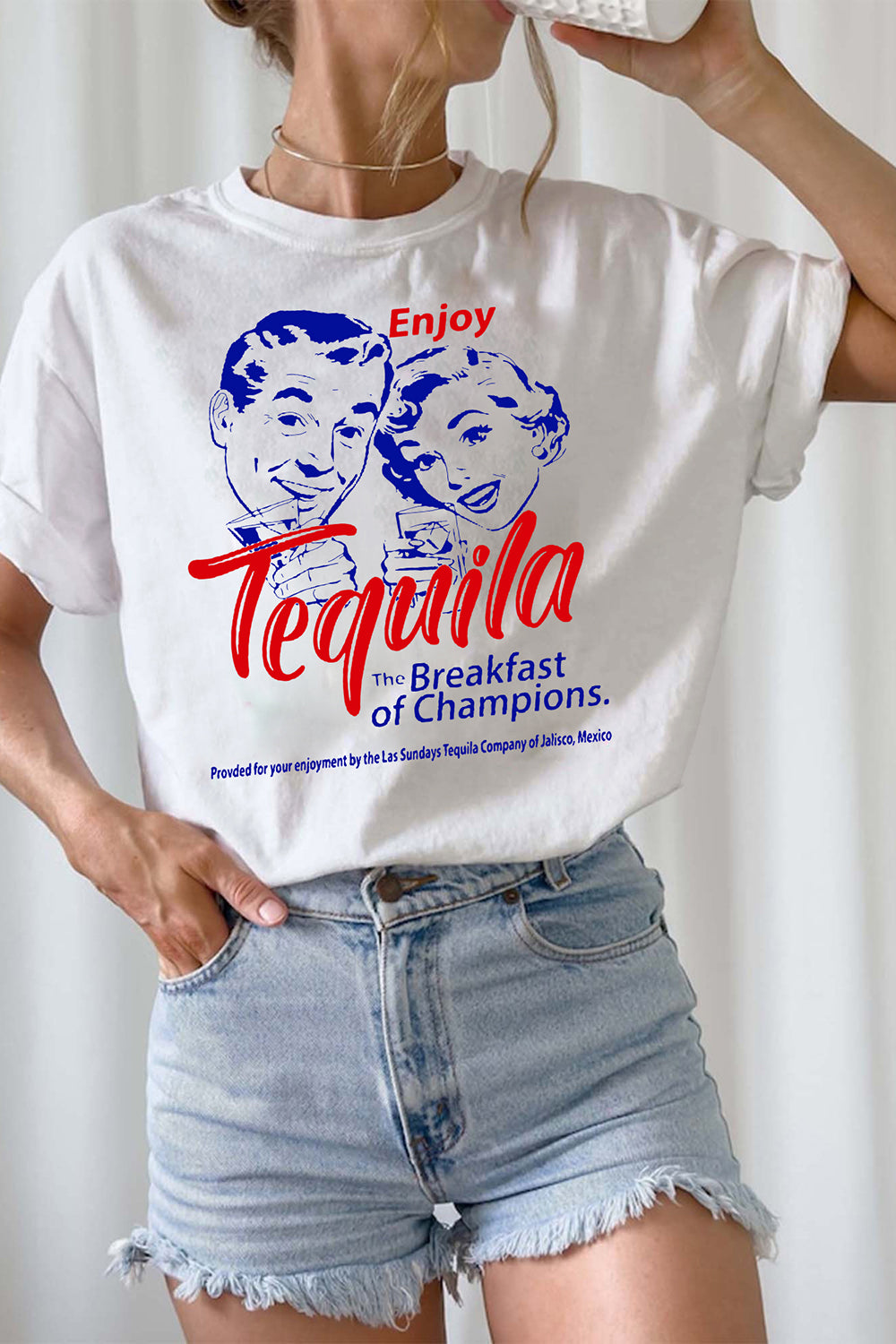 New Enjoy Tequila The Breakfast Of Champions Shirt, Tequila Lovers Tee For Women
