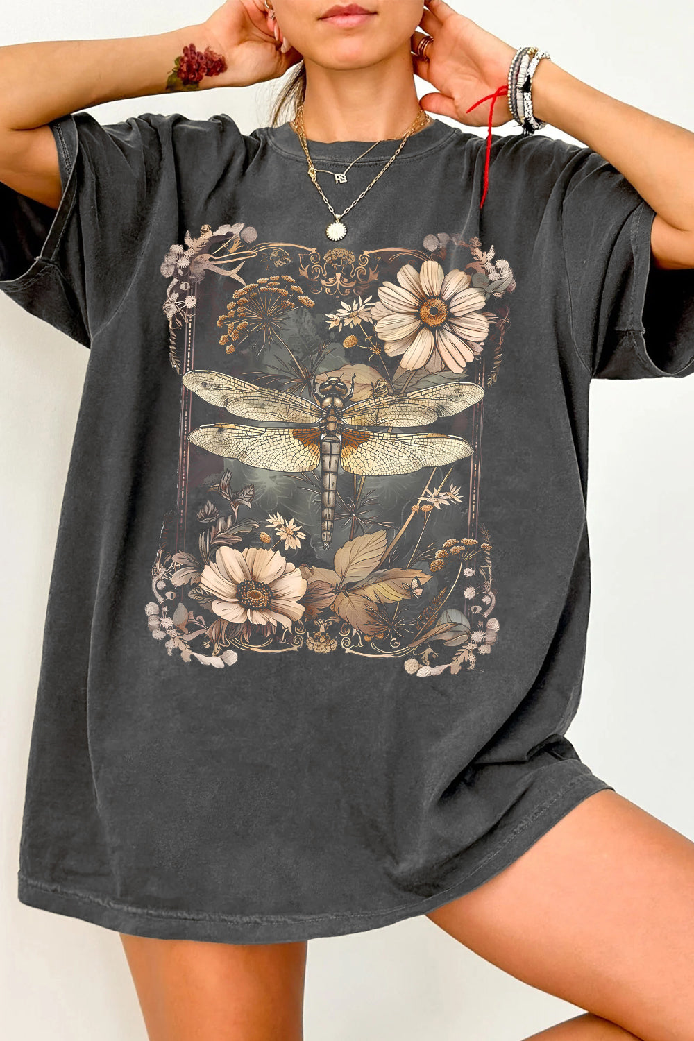 New Dragonfly Floral Tee For Women