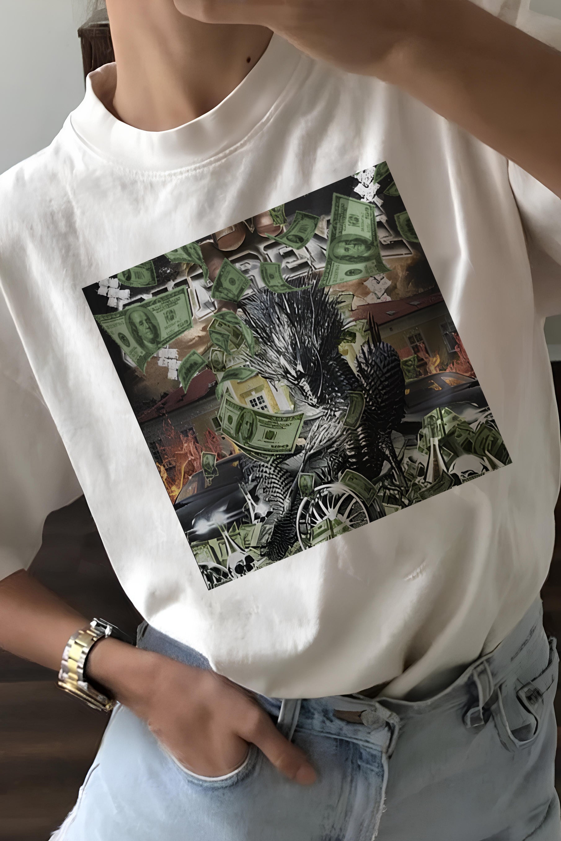 New Dragon and Dollars Tee For Women