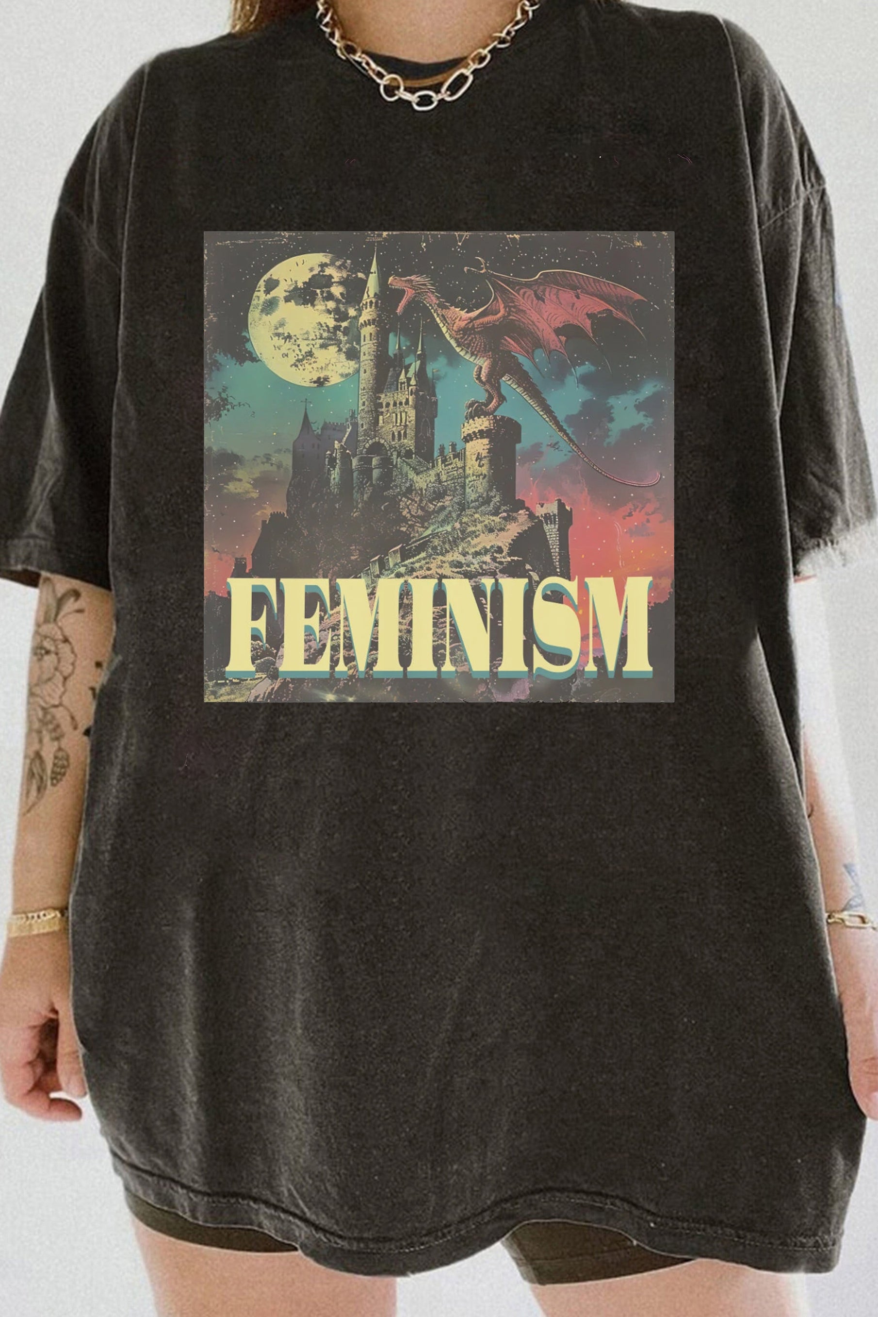 New Dragon Feminism Retro Tee For Women