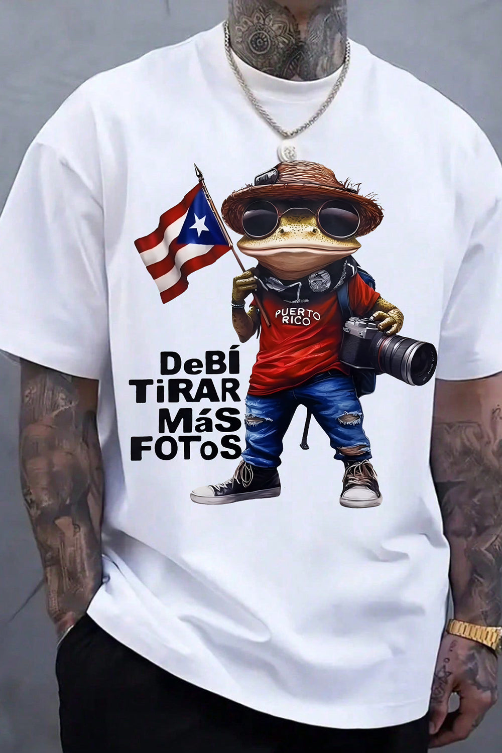 New Debi Tirar Mas Fotos Bad Bunny Frog Tee For Men