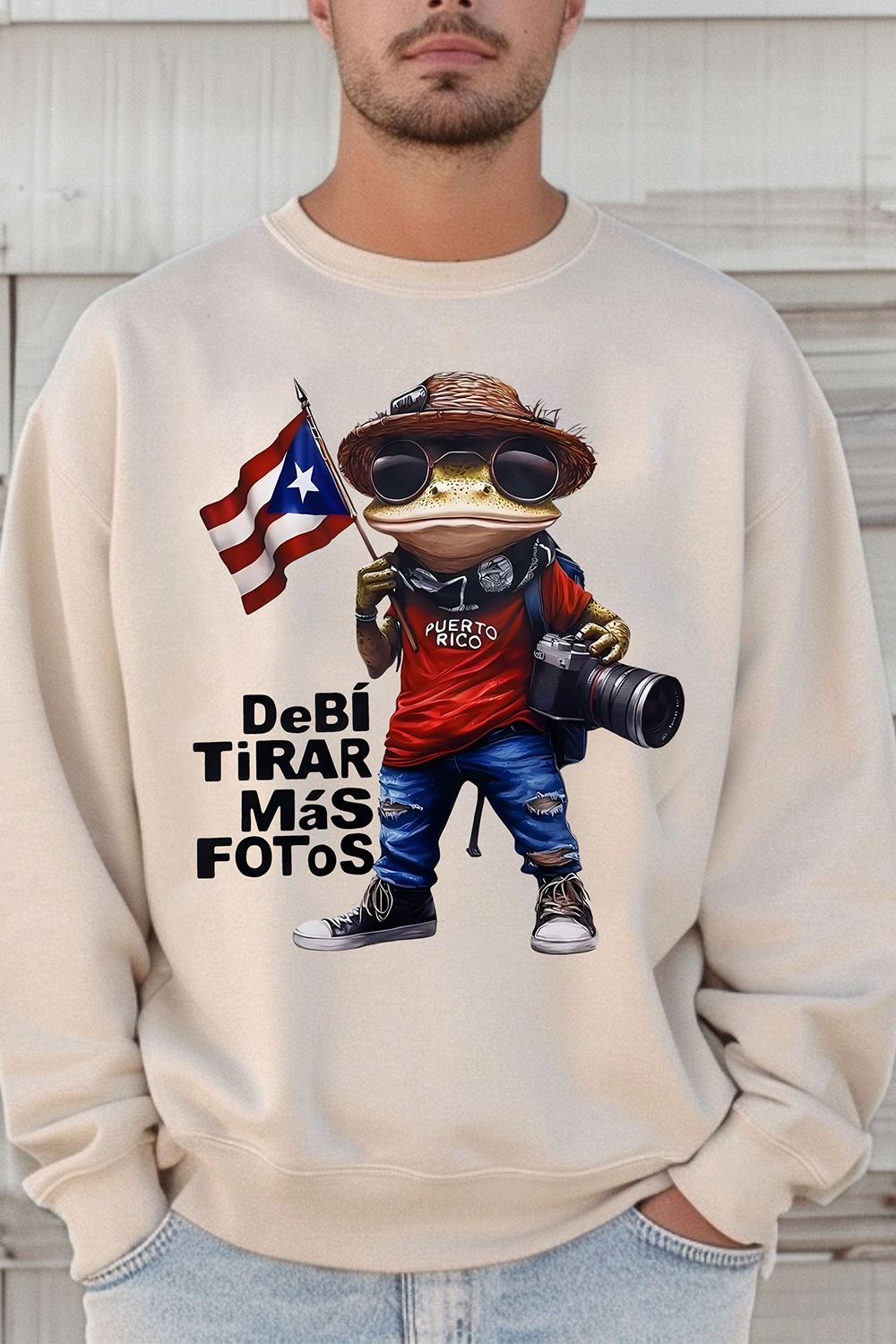 New Debi Tirar Mas Fotos Bad Bunny Frog Sweatshirt For Men