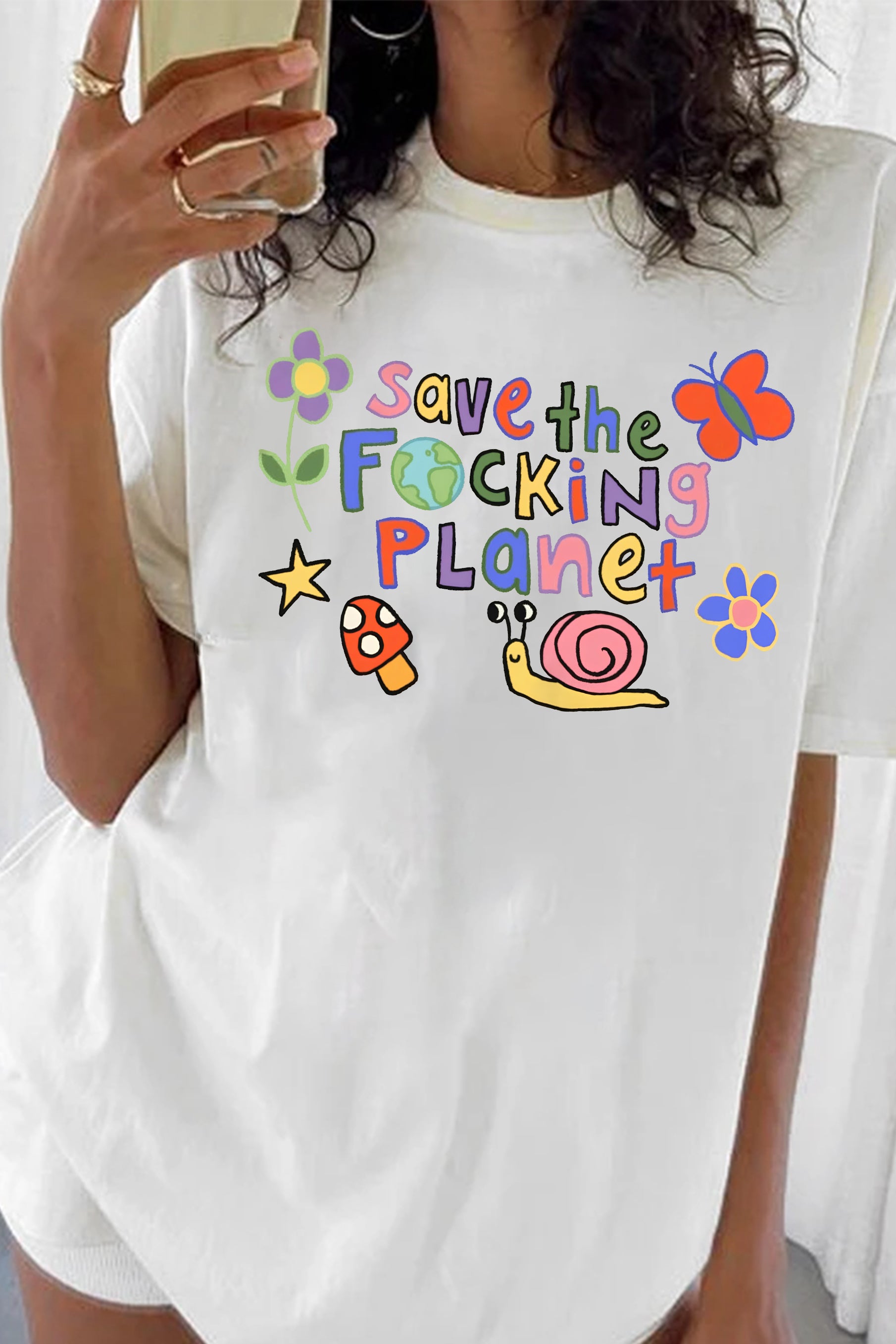 Cute Save the Planet Environmental Tee For Women