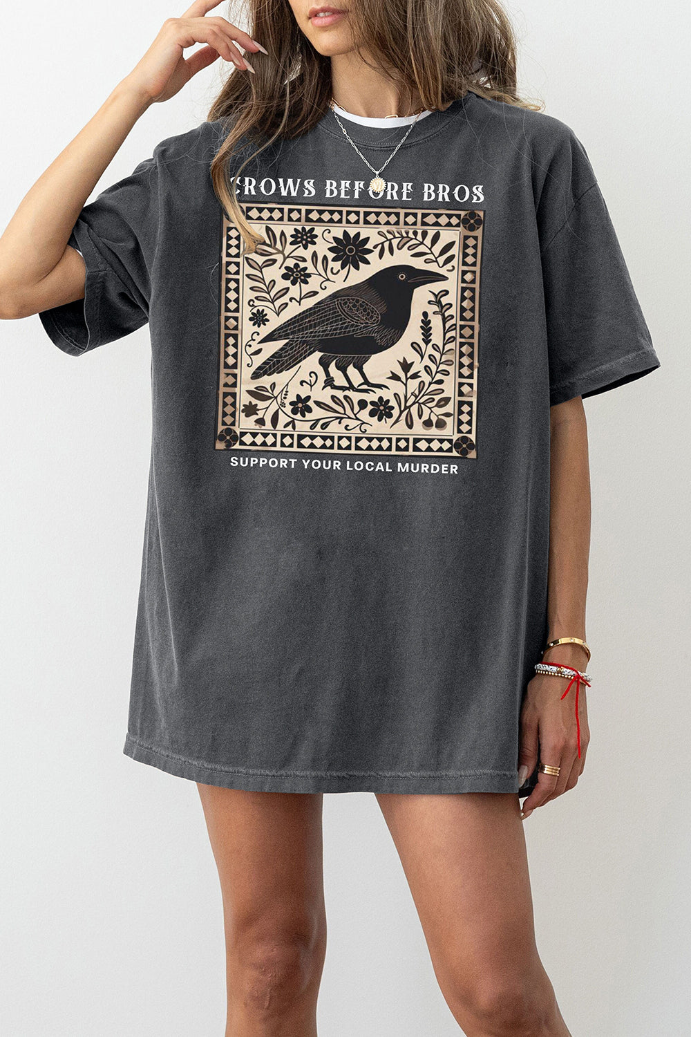 Crows Before Bros Support Local Murder Graphic Tee For Women