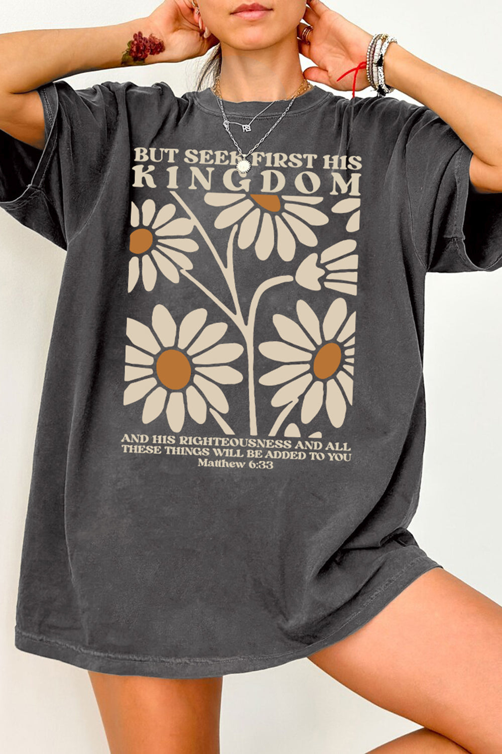 Christian Bible Verse Flowers Tee For Women