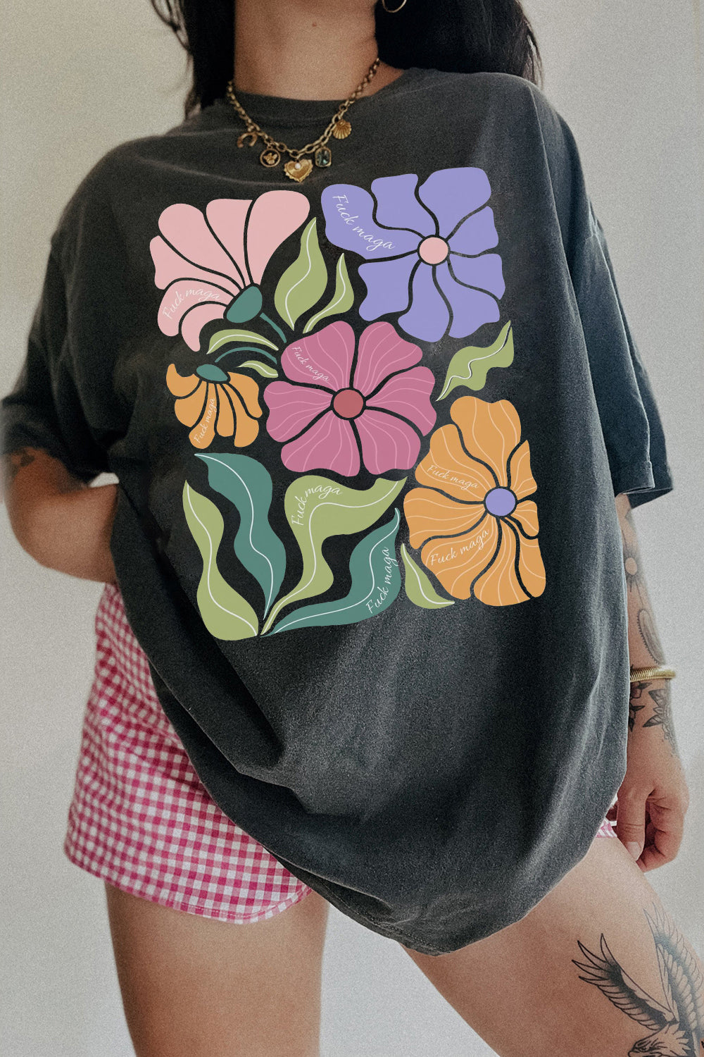 Colorful Flowers Feminist Tee For Women