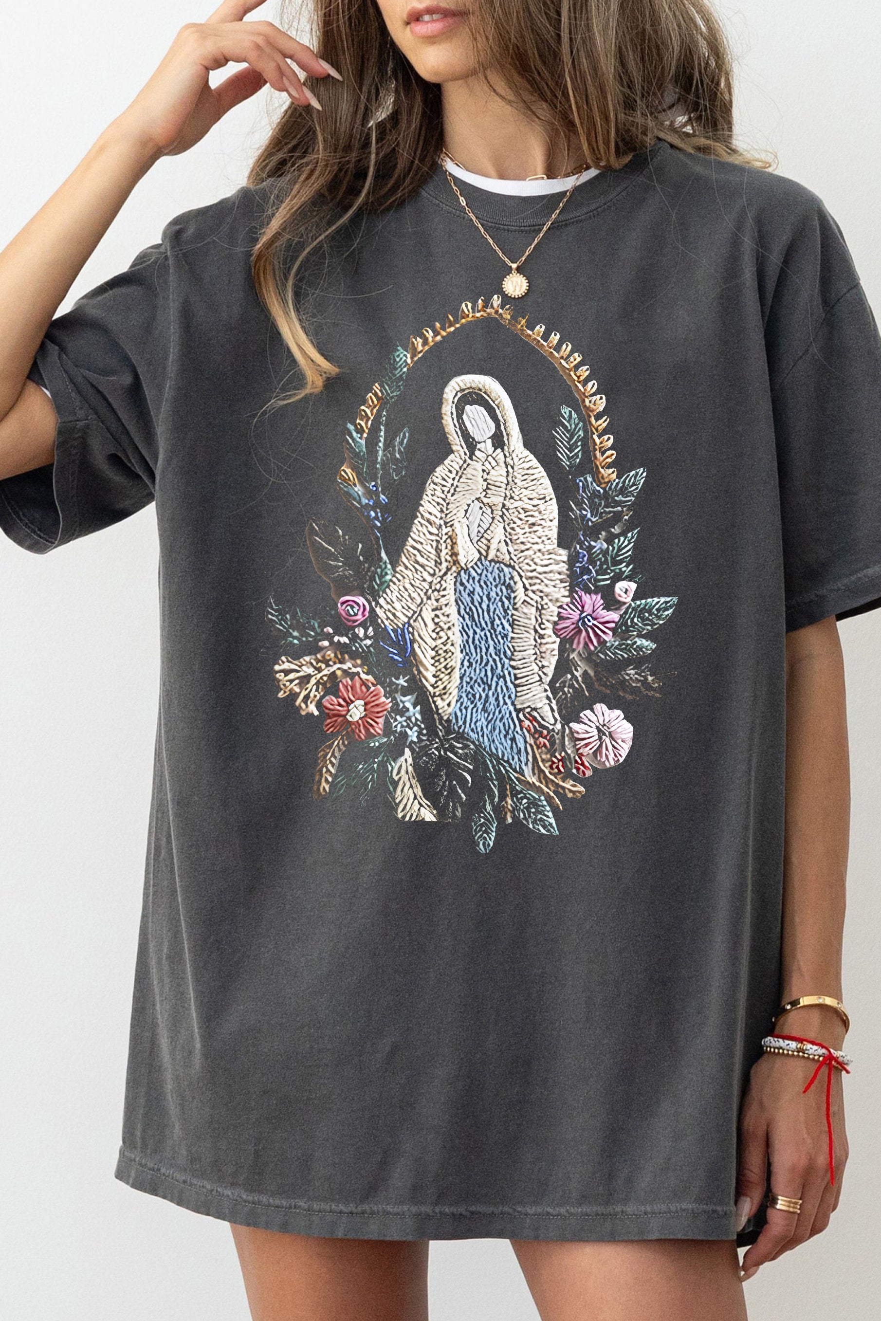 New Christian Our Lady Floral Tee For Women