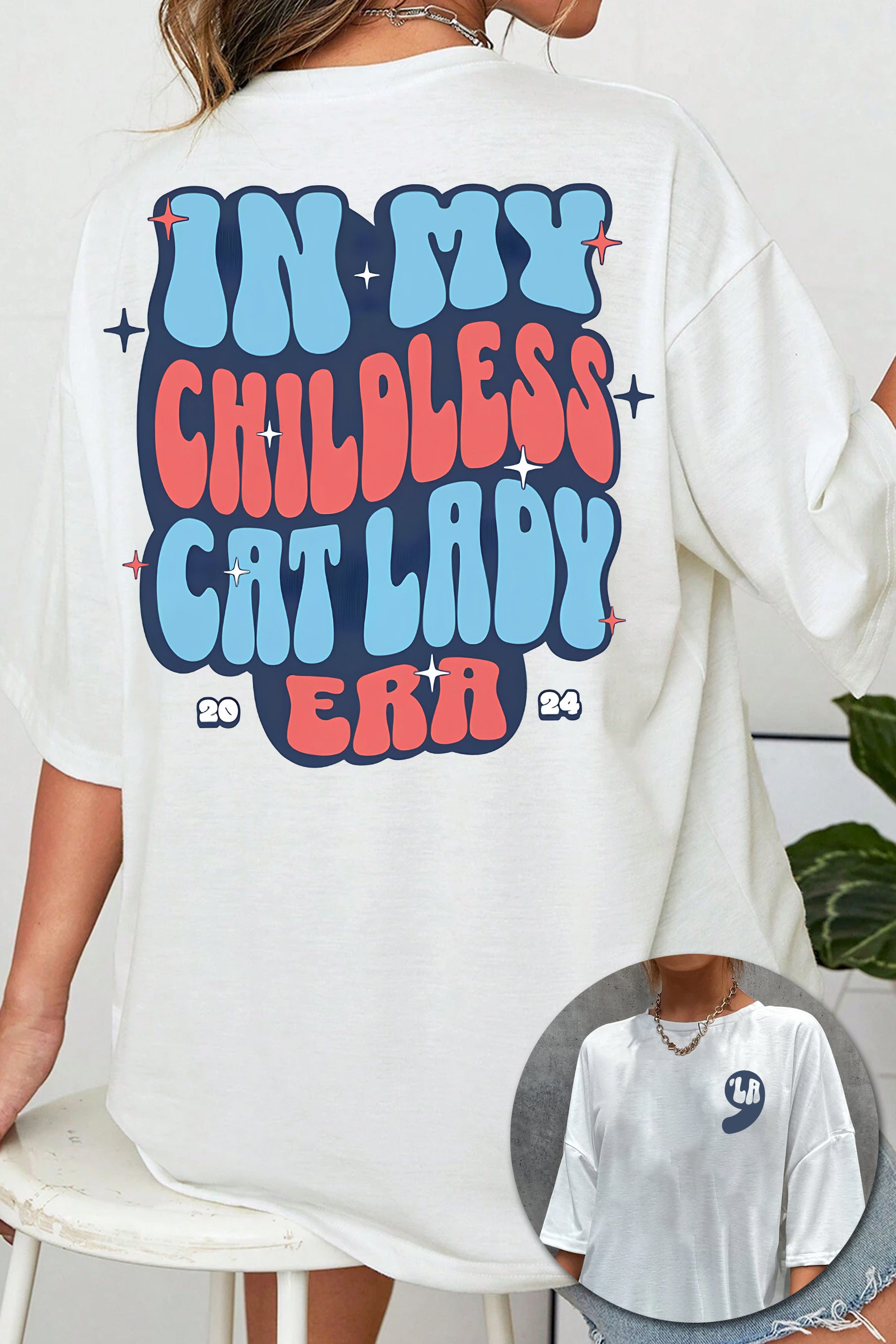 New Childless Cat Lady Cute Font Tee For Women
