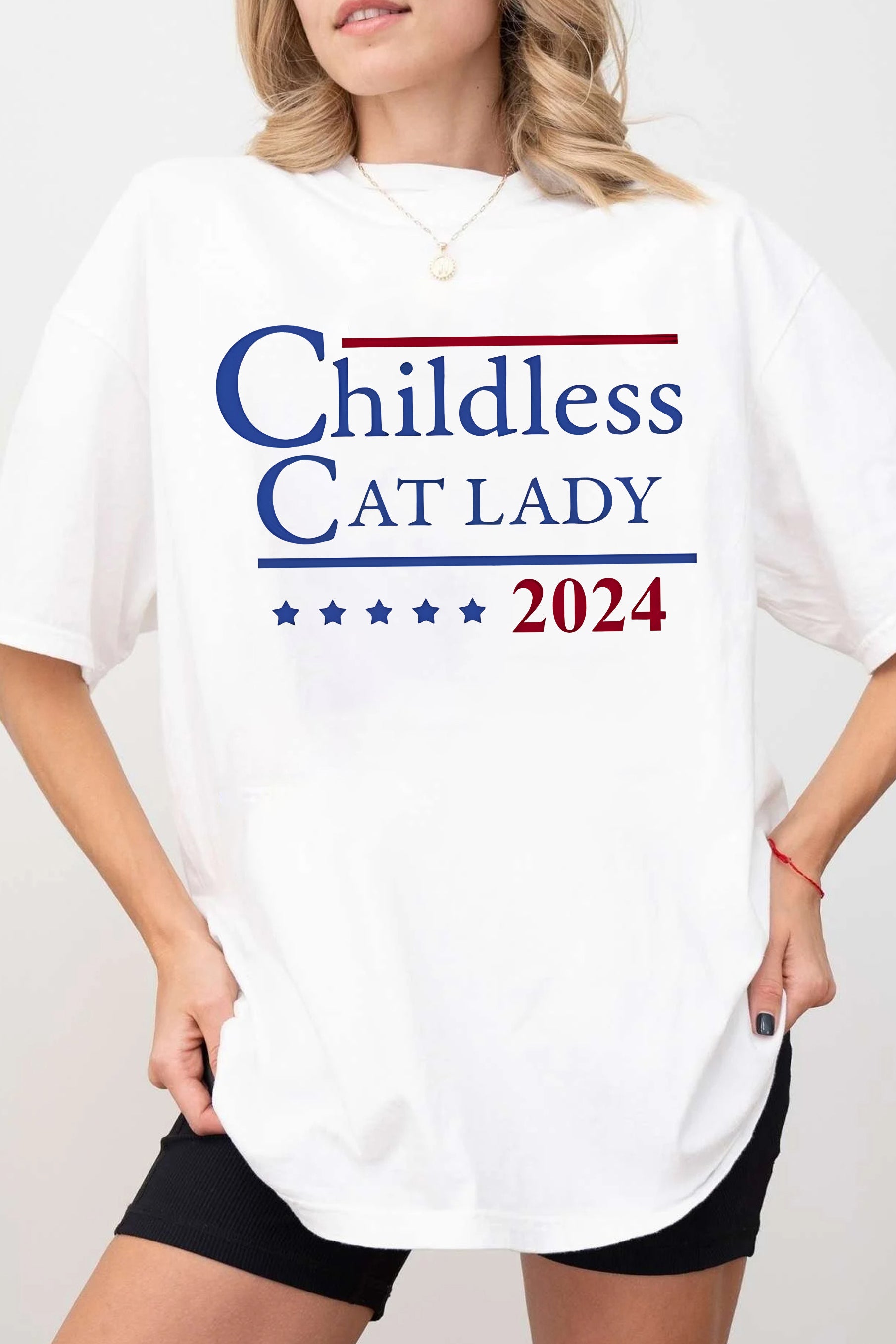 New Childless Cat Lady Slogan Tee For Women