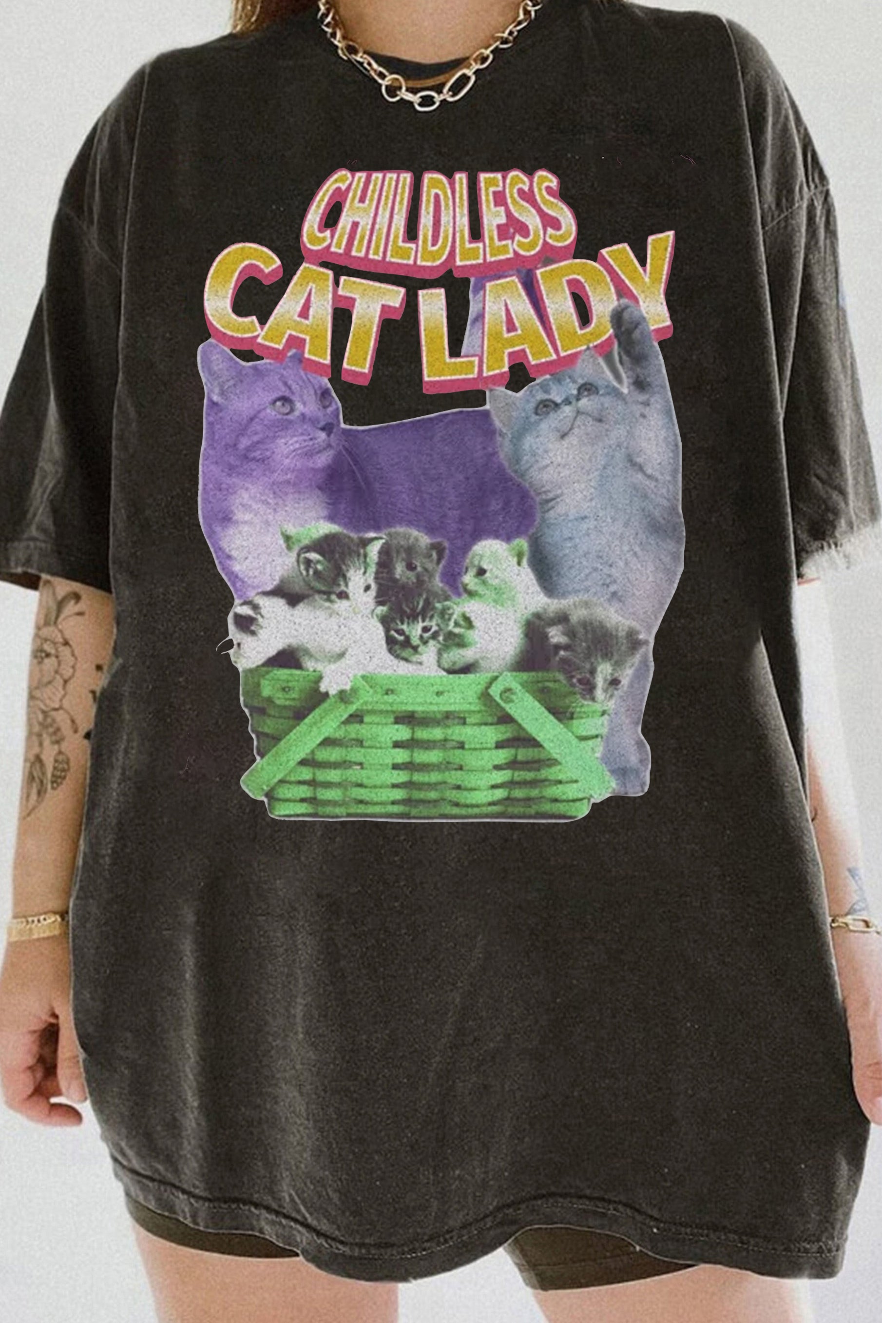 New Childless Cat Lady Vintage Tee For Women