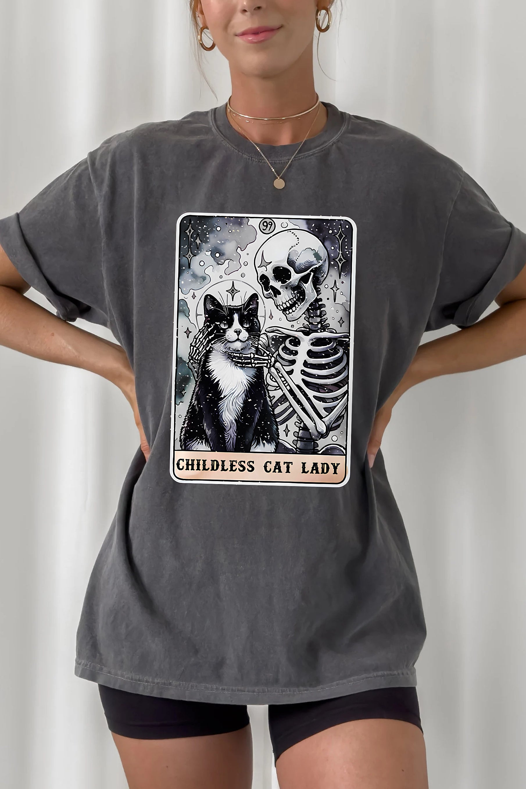 New Childless Cat Lady Skeleton Tee For Women