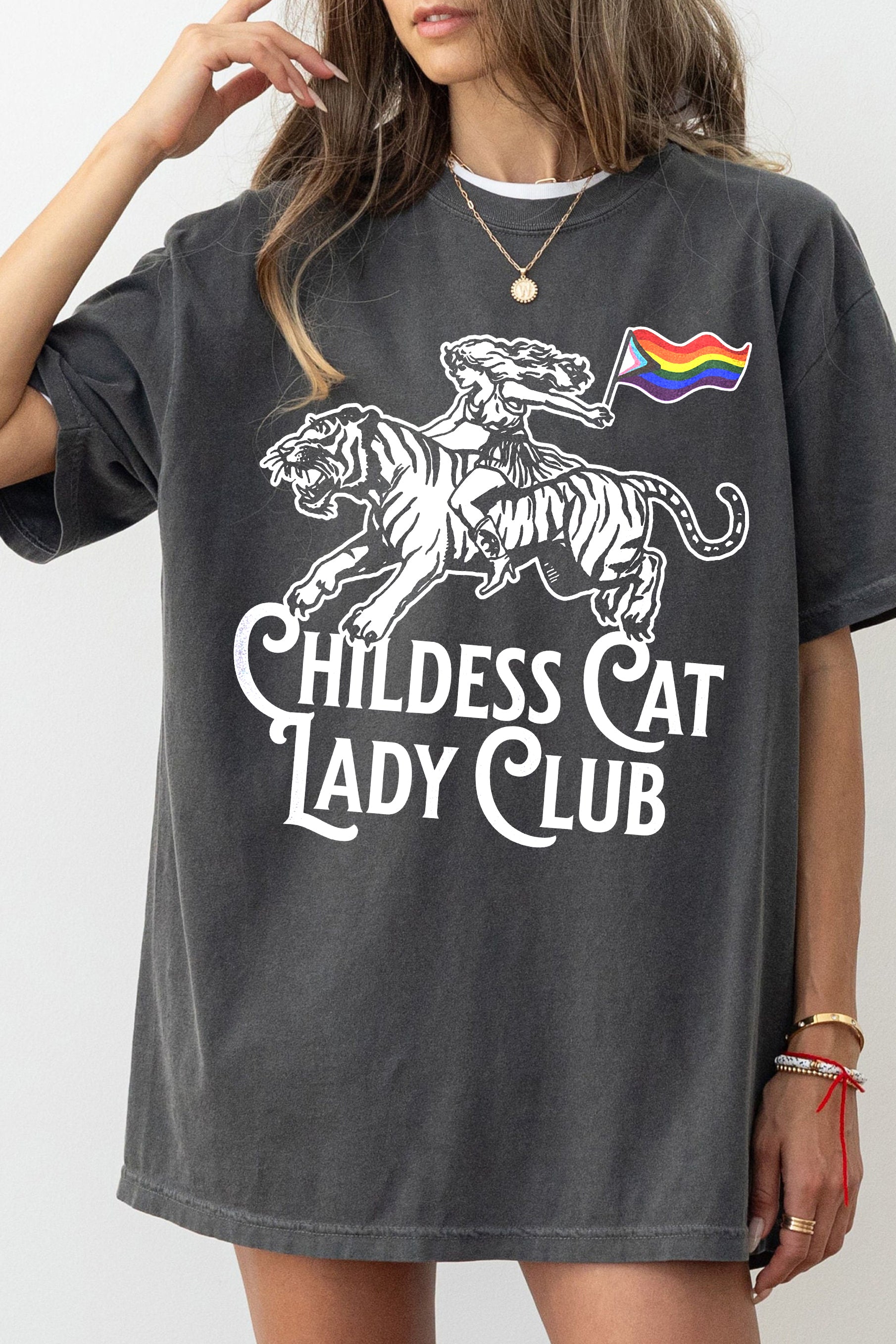 New Childless Cat Lady Brat Tee For Women