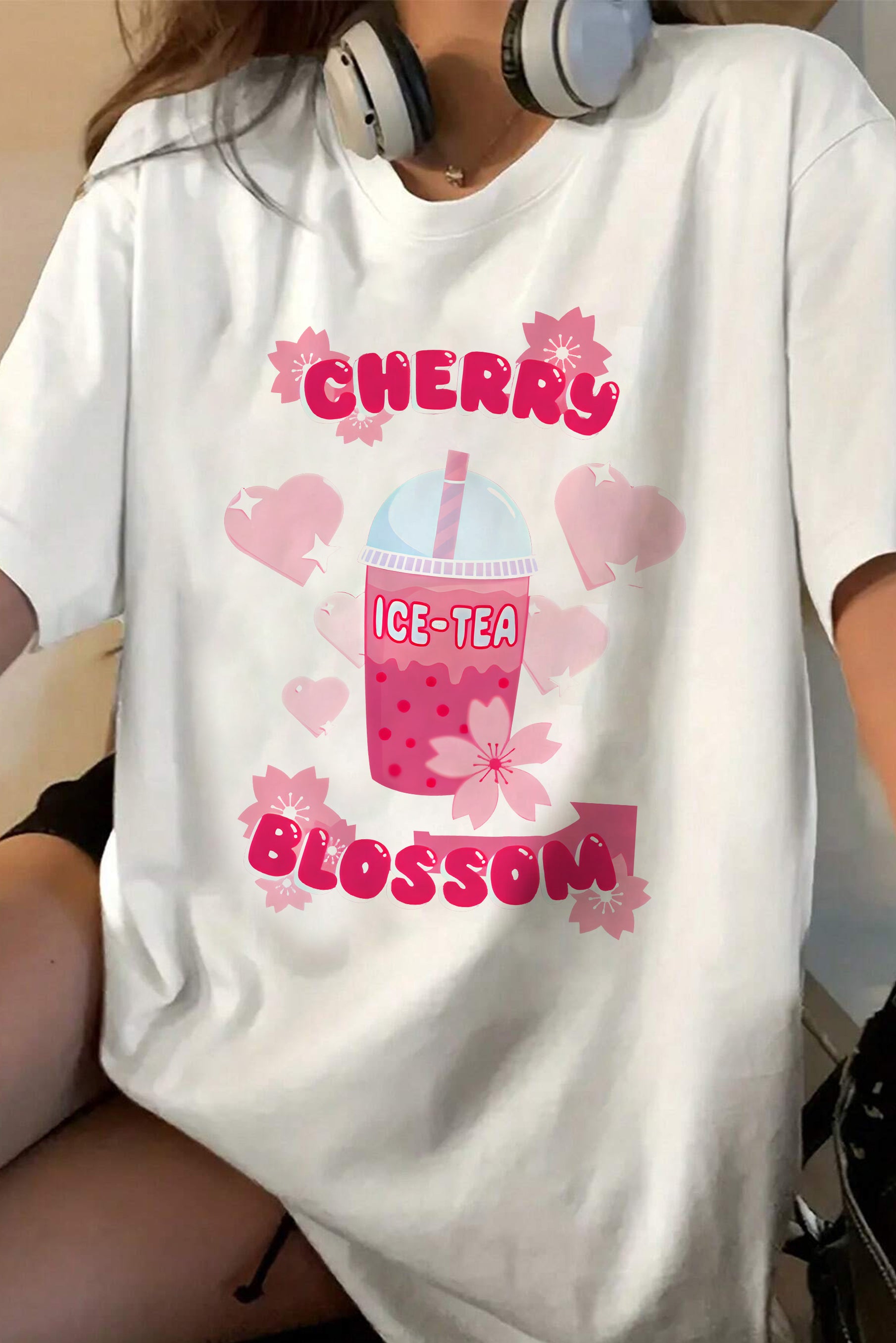 New Cherry Blossom + Strawberry Milk Tee For Women