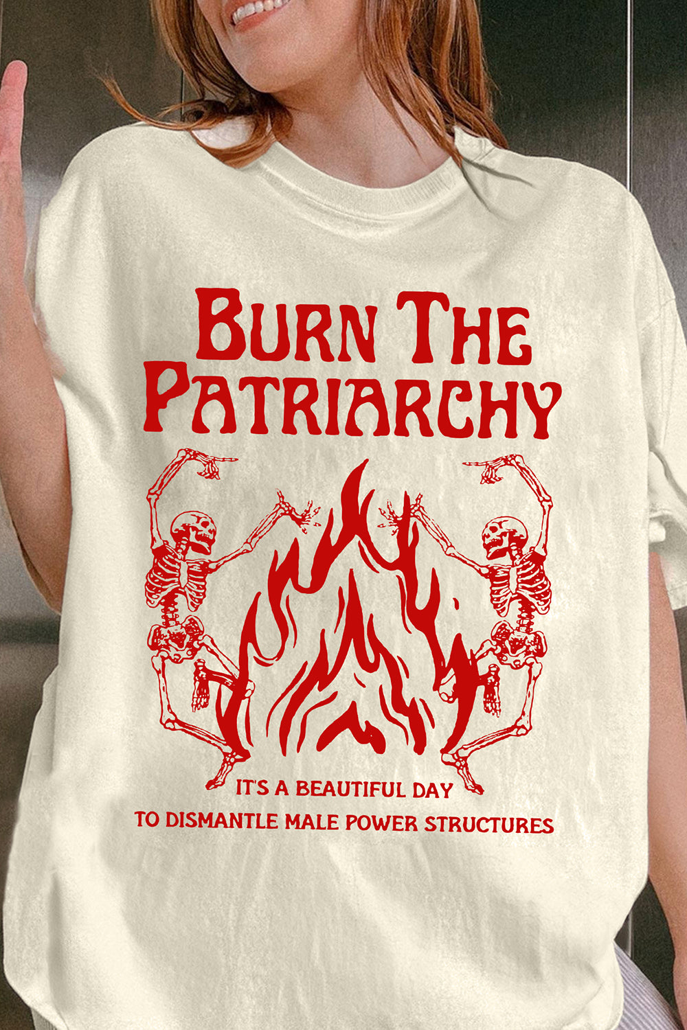 New Burn The Patriarchy Print Feminist Tee For Women