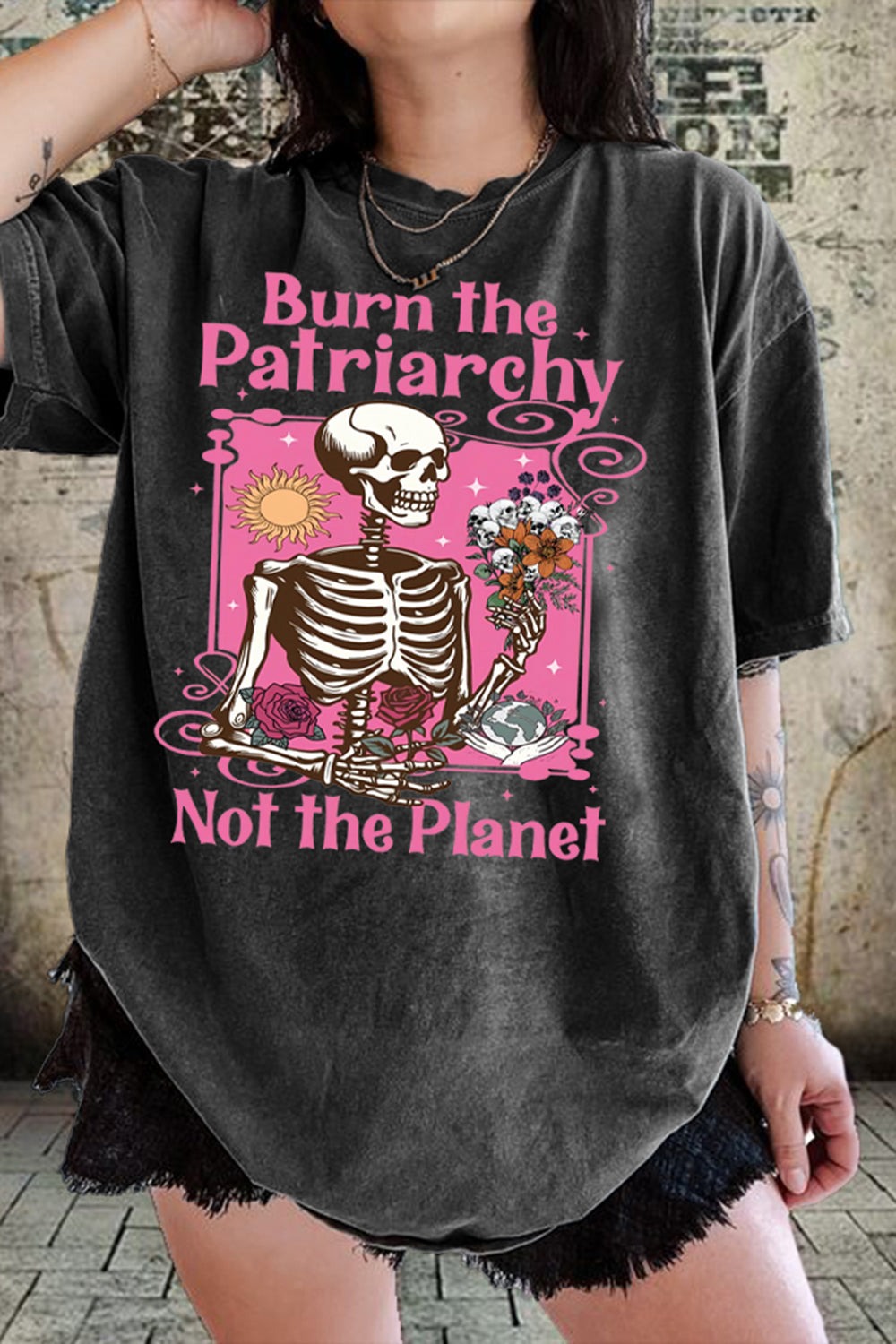 New Burn the Patriarchy Not the Planet Funny Feminist Tee For Women