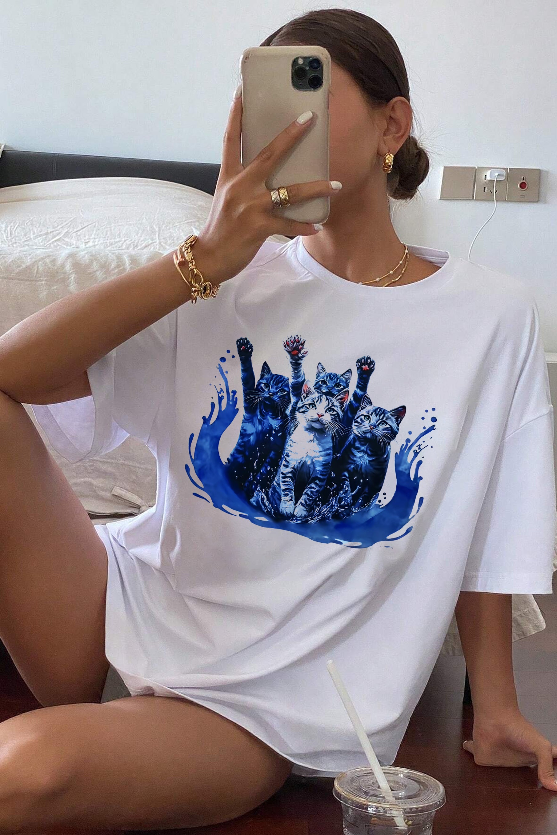 New Cat Blue Wave Is Coming Tee For Women