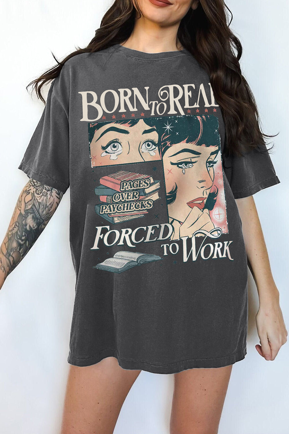 New Born To Read Bookish Funny Reader Book Tee For Women