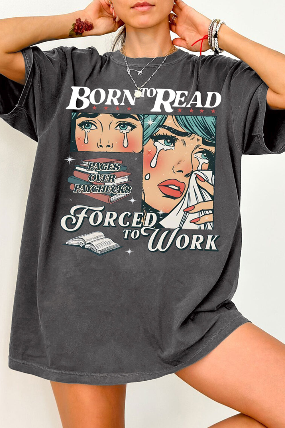 New Born To Read Bookish Funny Tee For Women