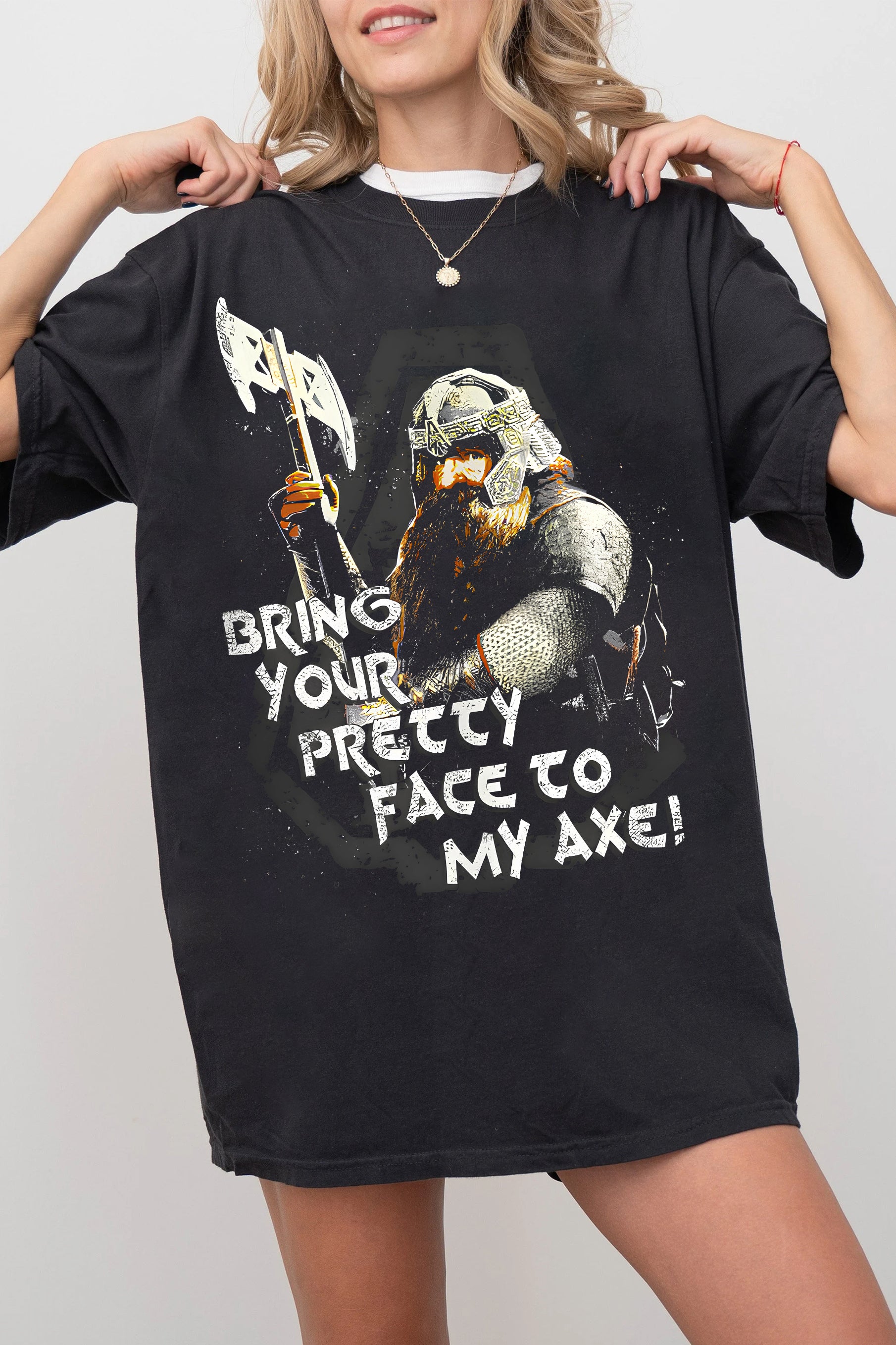 New Bring Your Pretty Face To My Axe LOTR Tee For Women