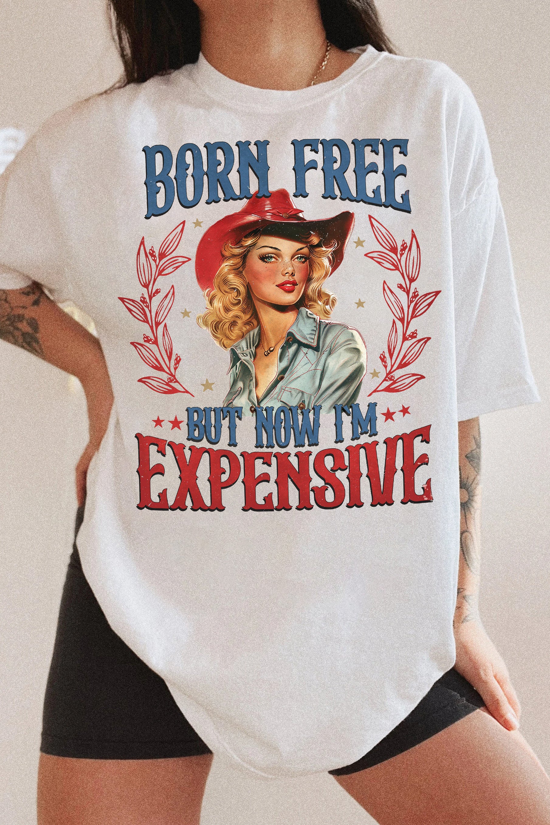 New Born free but now I’m expensive Retro 4th of july Tee For Women