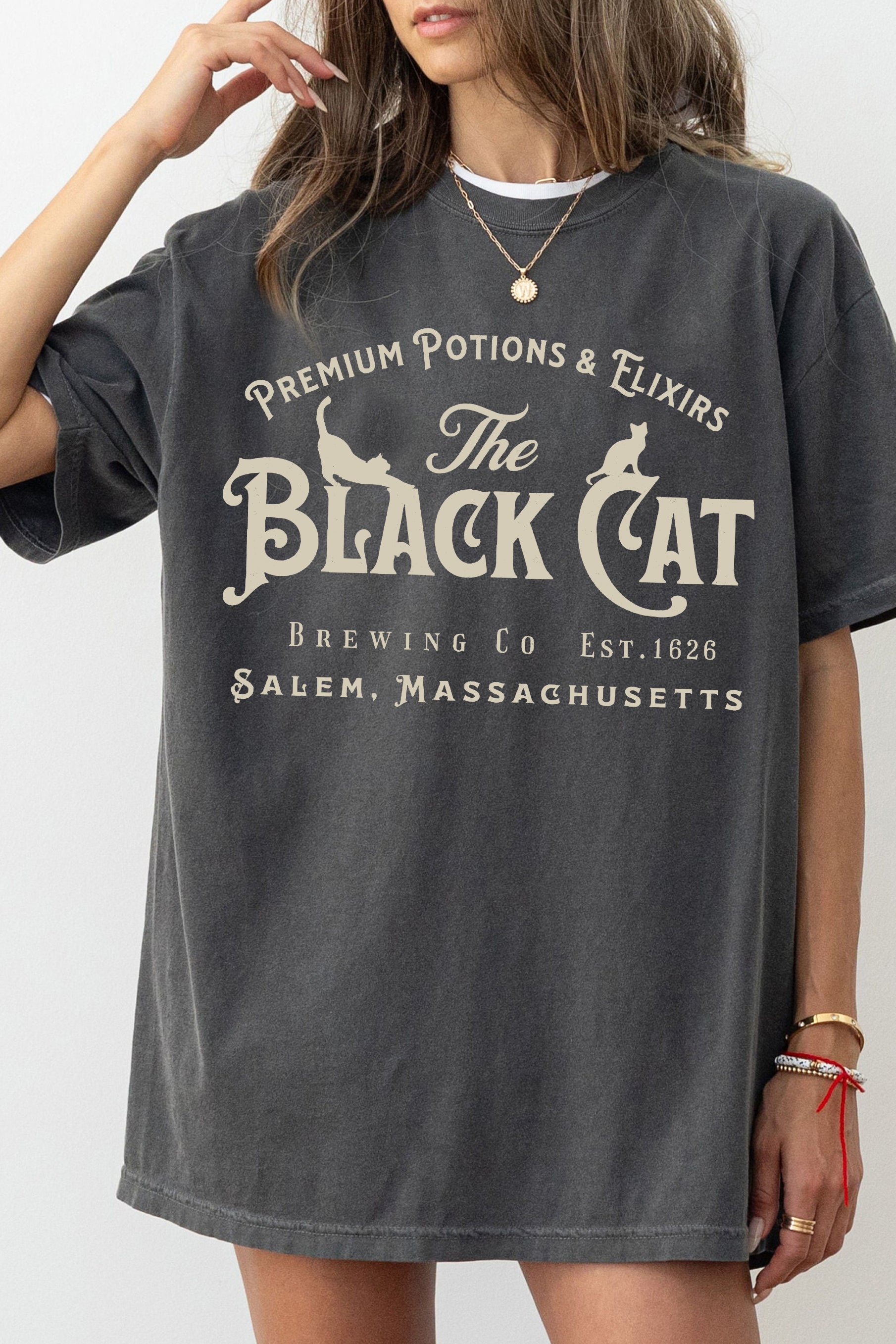 Black Cat Vintage Tee For Women