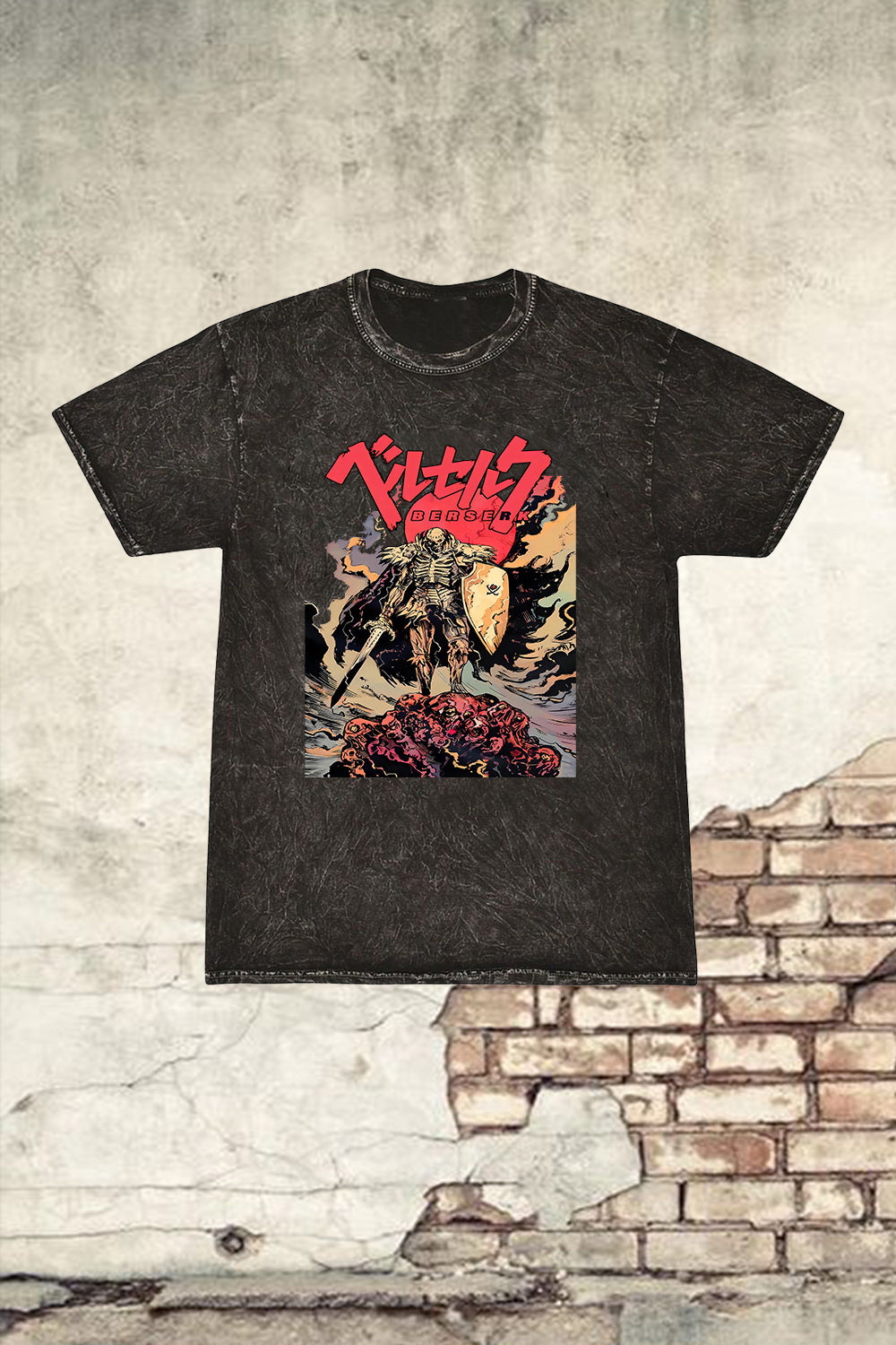 Berserk Anime Skull Night Washed Tee For Women