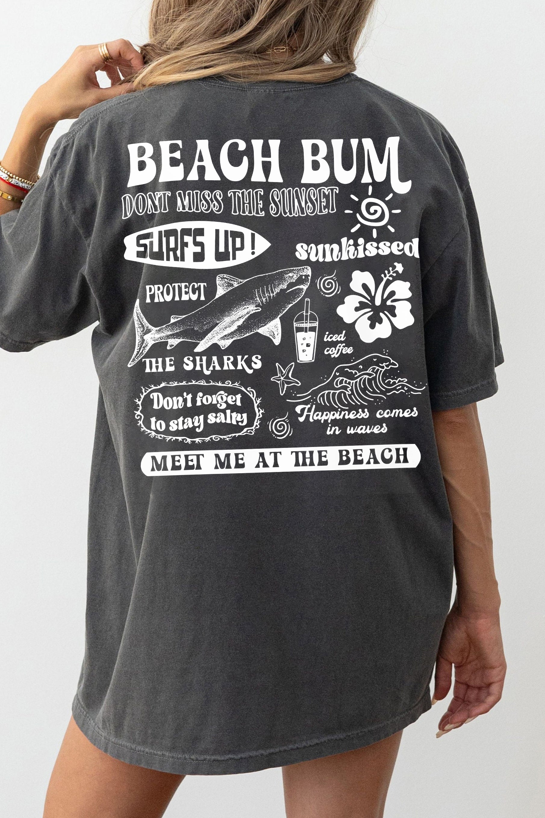 New Beach Bum Shark Lover Tee For Women